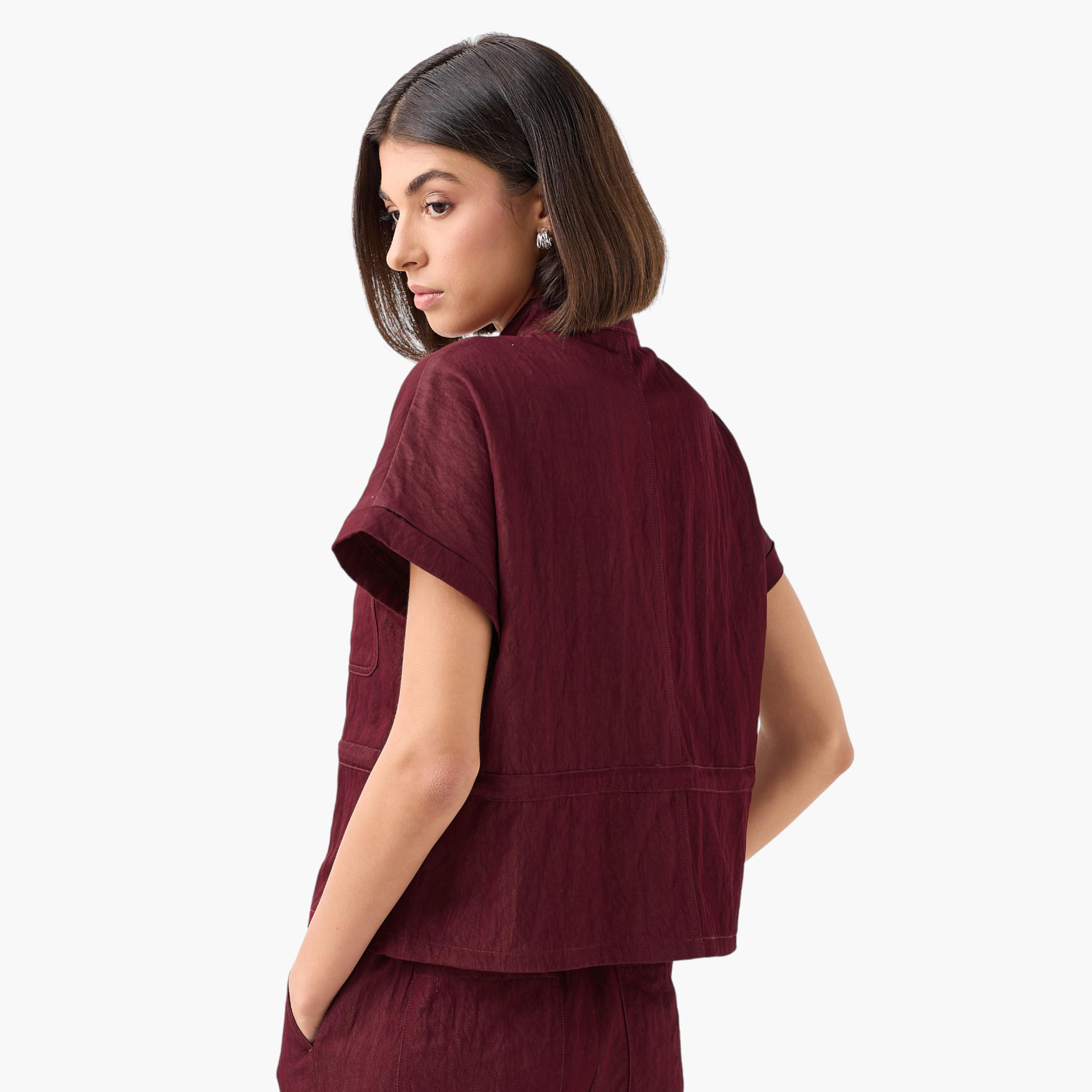 Drawstring Shirt with Extended Sleeves-women-clothing-shirtsandblouses-shirts-image-3