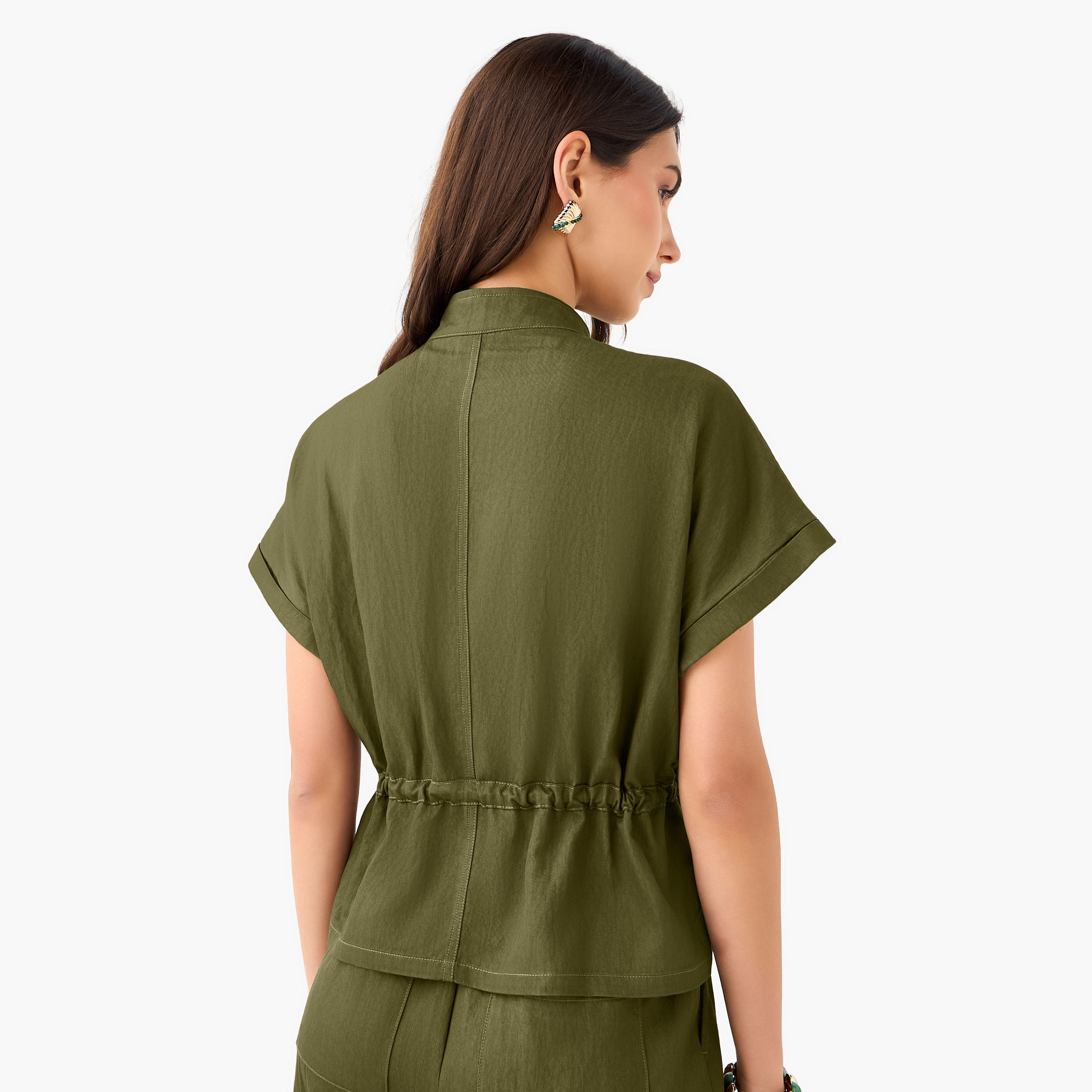 Drawstring Shirt with Extended Sleeves-women-clothing-shirtsandblouses-shirts-image-3