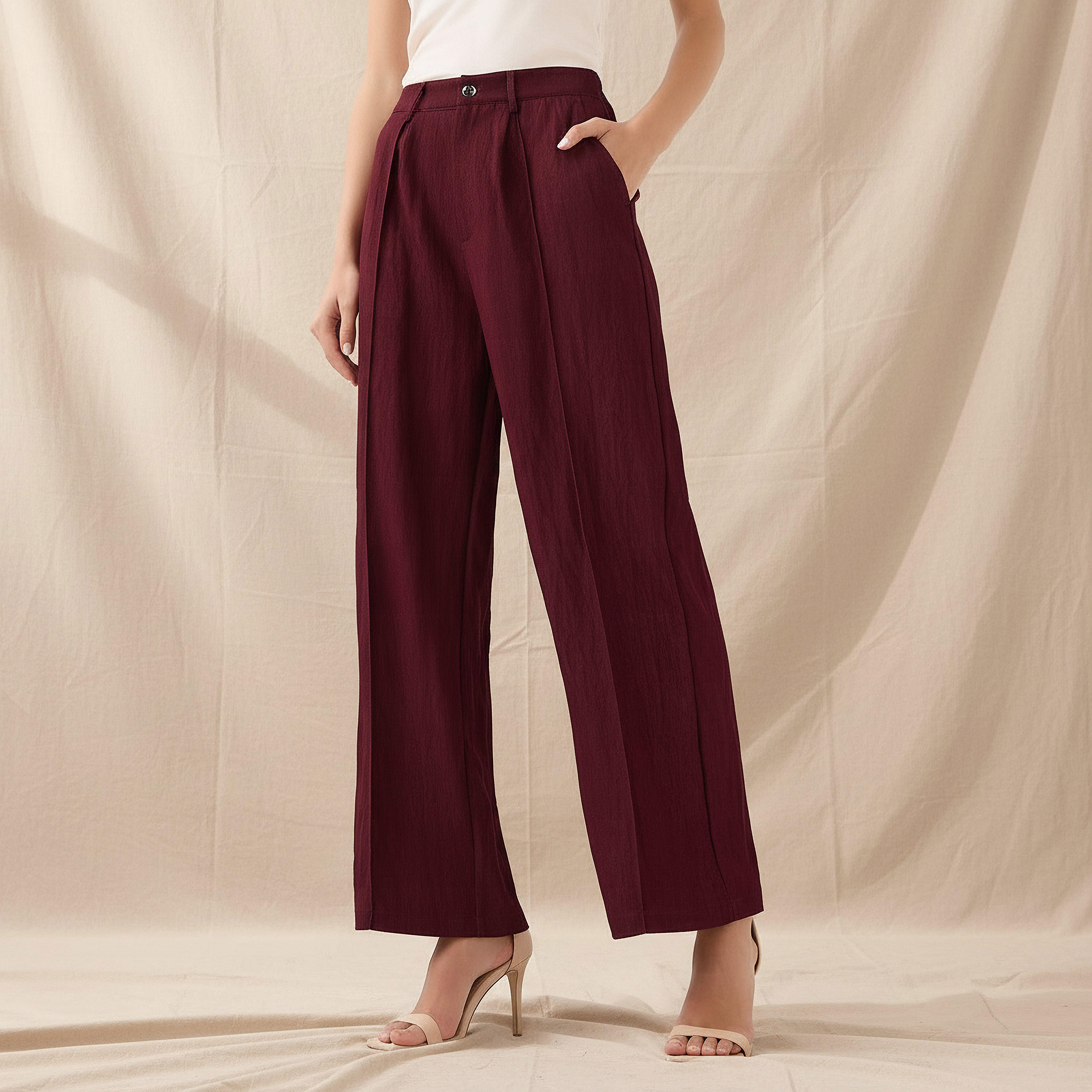 Wide-Leg Pleated Trousers-women-clothing-coordsets-image-1