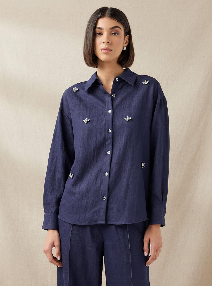 قميص مزين بأكمام طويلة-women-clothing-shirtsandblouses-shirts-image-1