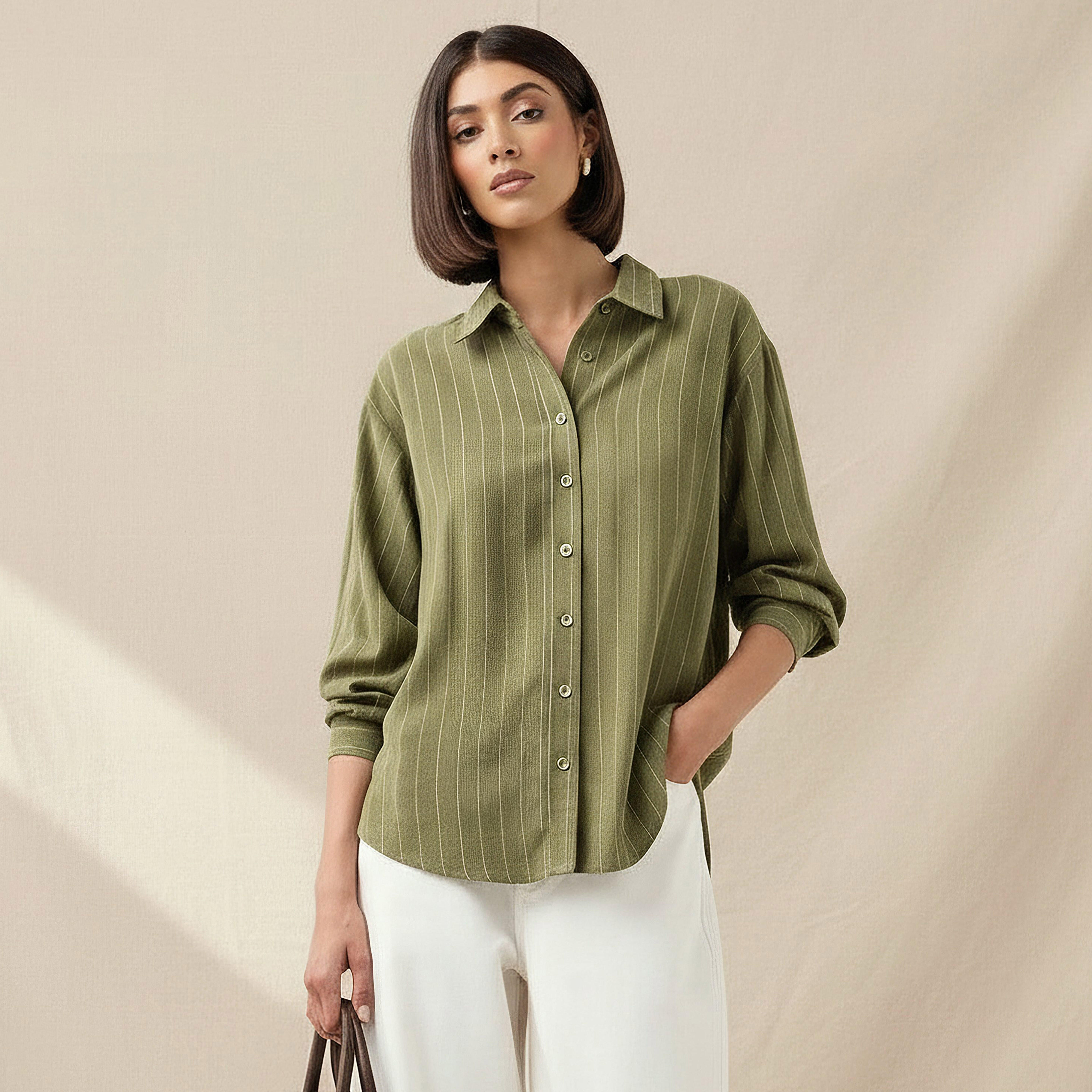 Shirt with Stripes and Long Sleeves-women-clothing-shirtsandblouses-shirts-image-1