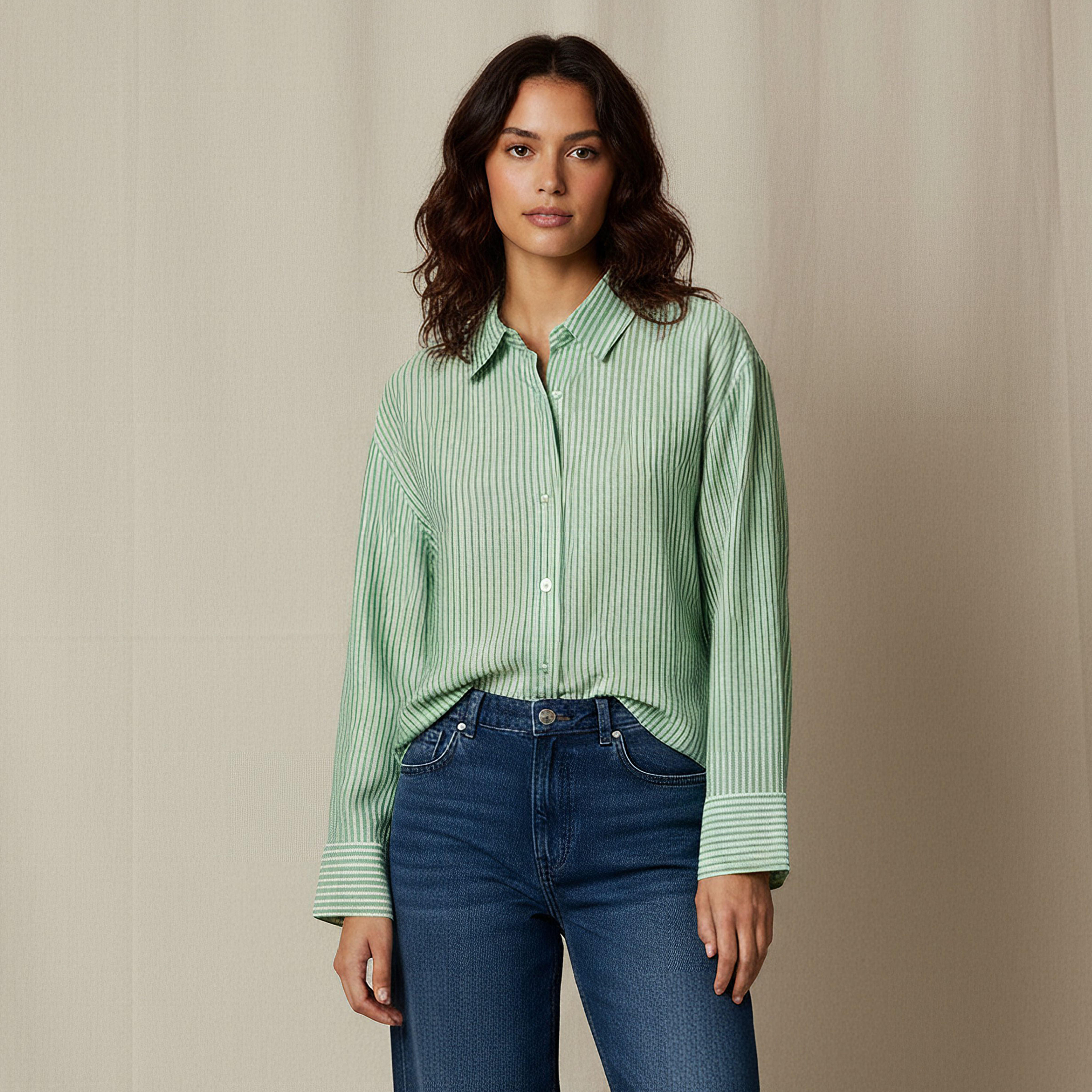 Shirt with Stripes and Long Sleeves-women-clothing-shirtsandblouses-shirts-image-1