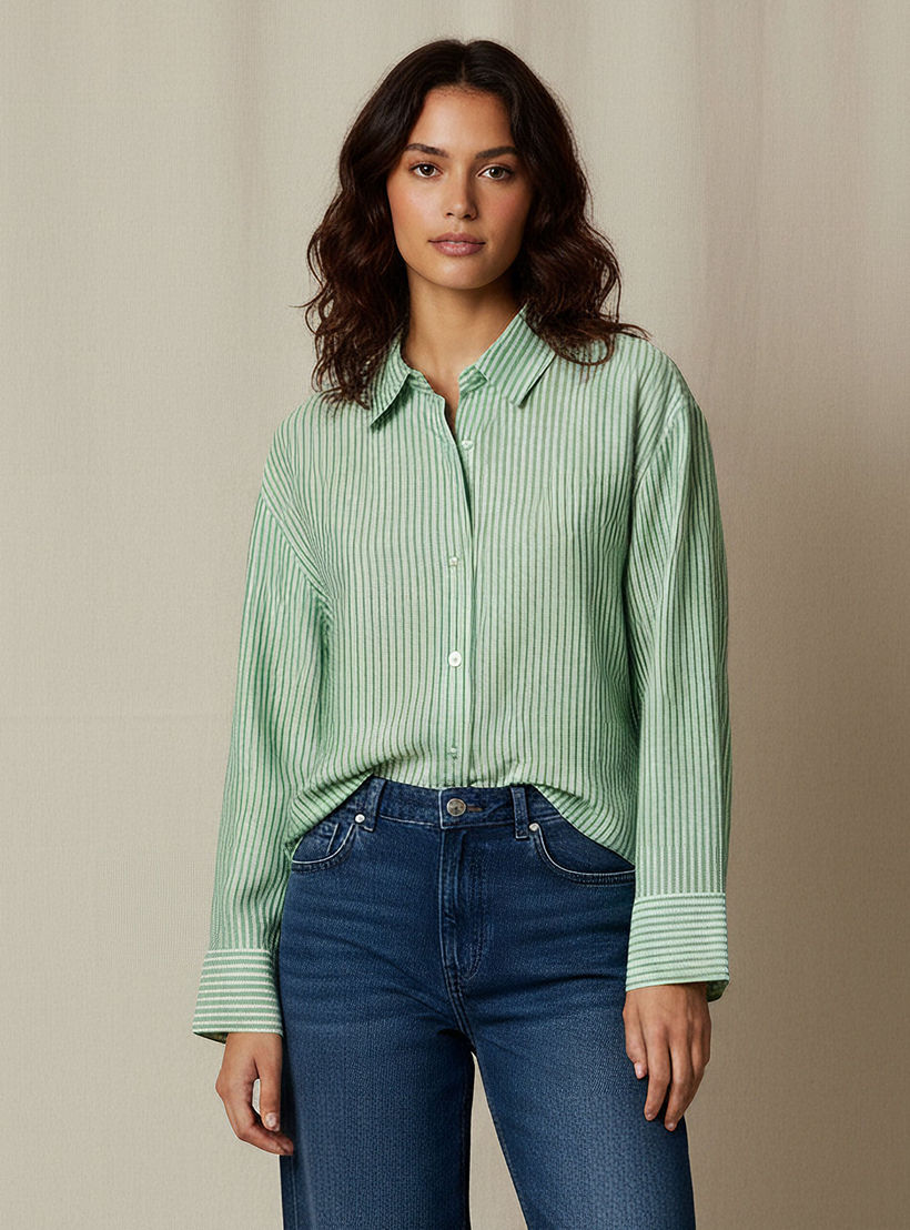 Shirt with Stripes and Long Sleeves-women-clothing-shirtsandblouses-shirts-image-1