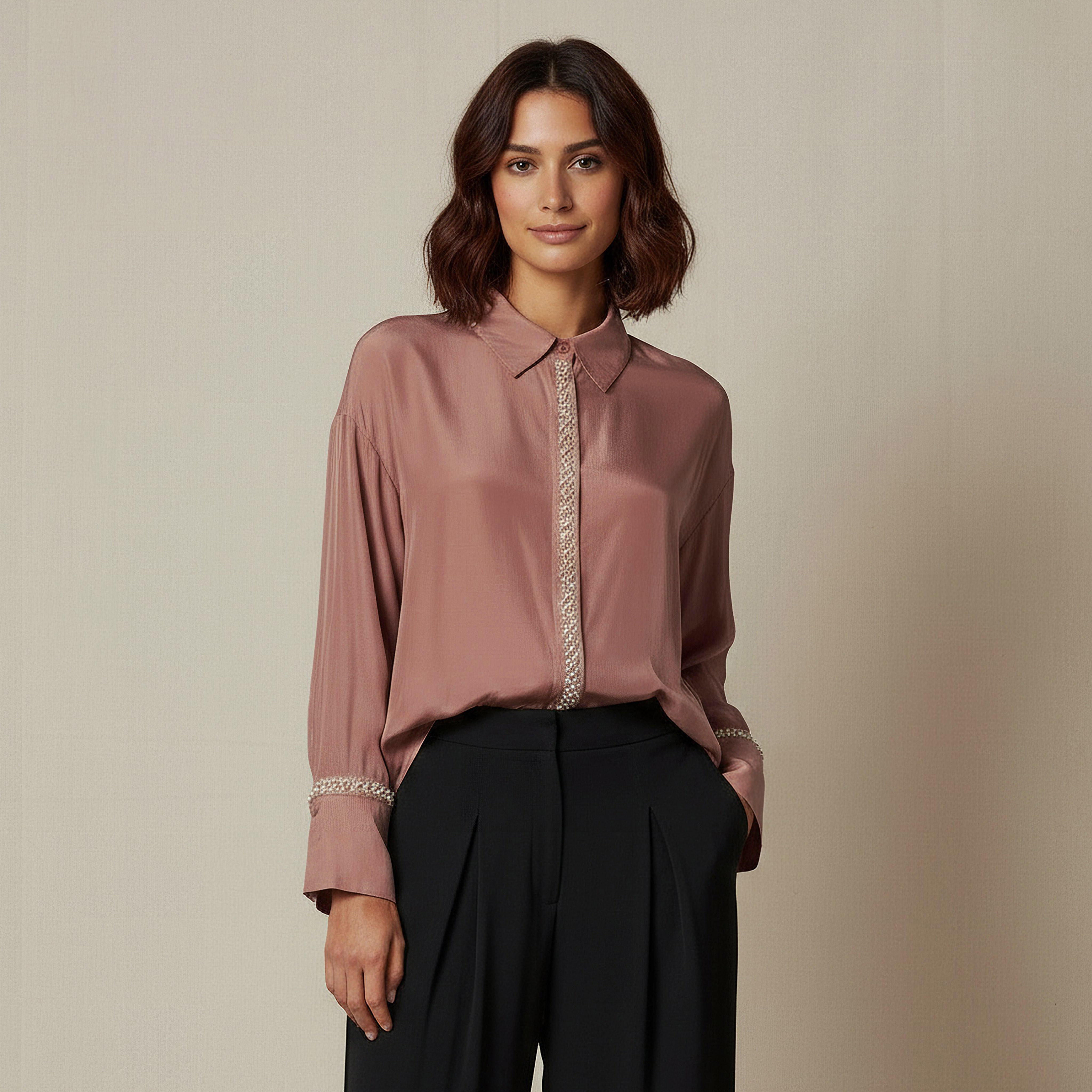 Shirt with Pearl Embellishment and Long Sleeves-women-clothing-shirtsandblouses-shirts-image-1