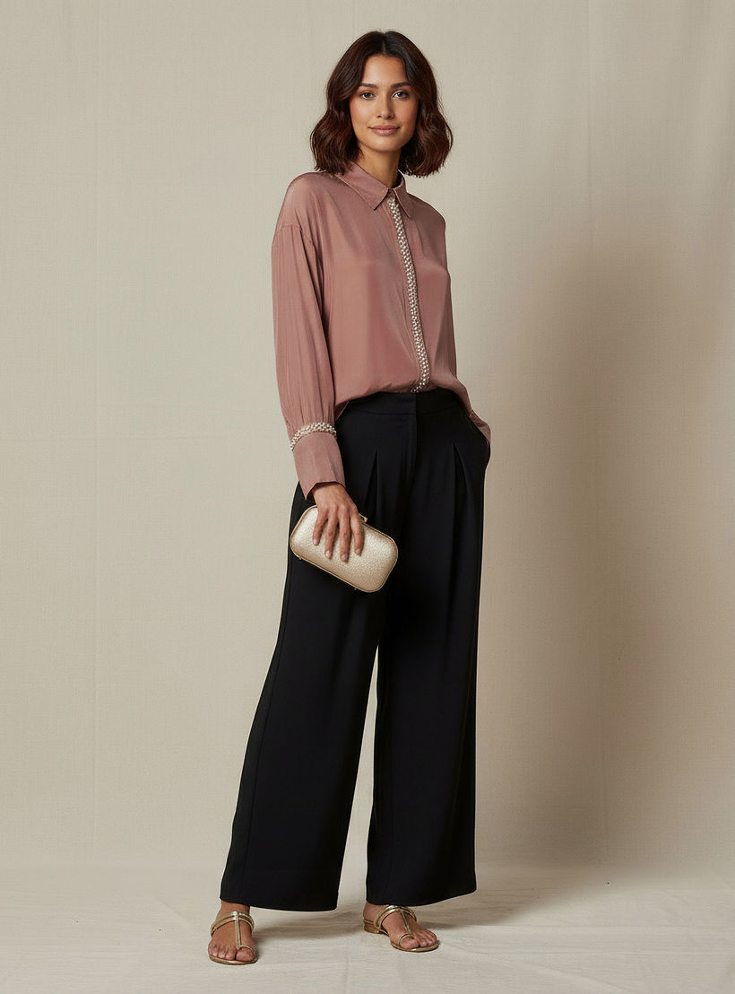 Shirt with Pearl Embellishment and Long Sleeves-women-clothing-shirtsandblouses-shirts-image-2