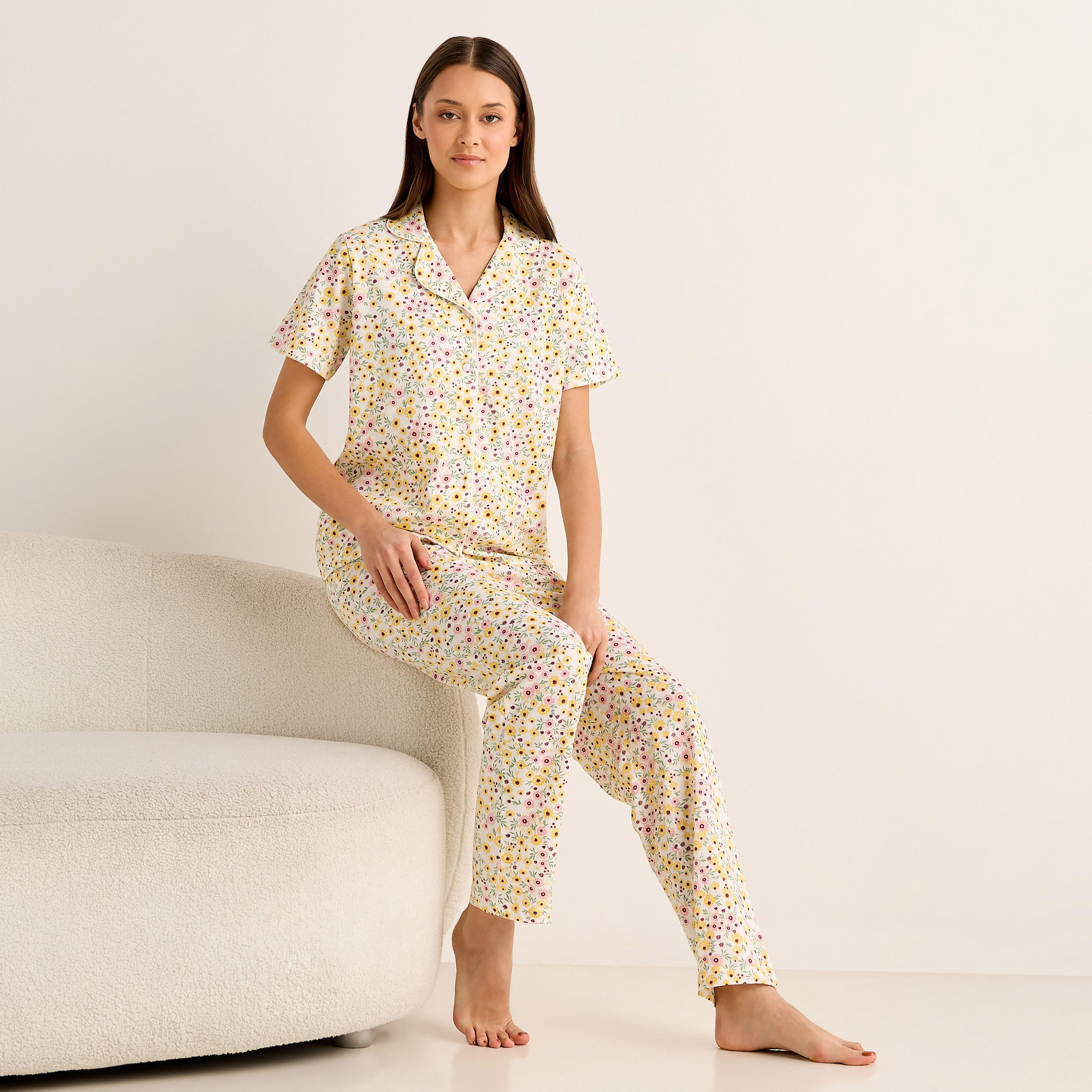 Pyjama Set Button-Down Shirt and Pants-women-clothing-nightwear-pyjamas-longsets-image-1