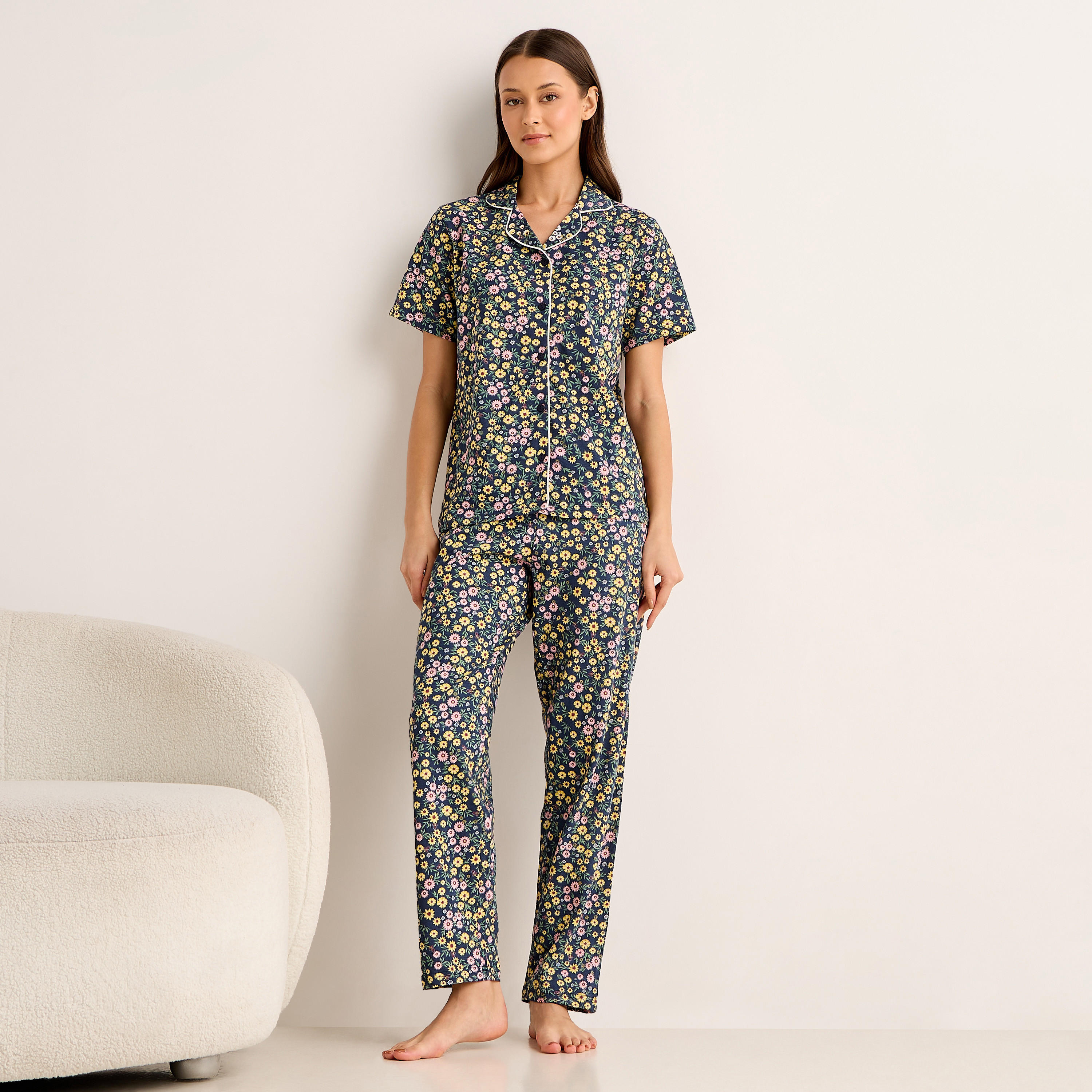 Pyjama Set Button-Down Shirt and Pants-women-clothing-nightwear-pyjamas-longsets-image-1