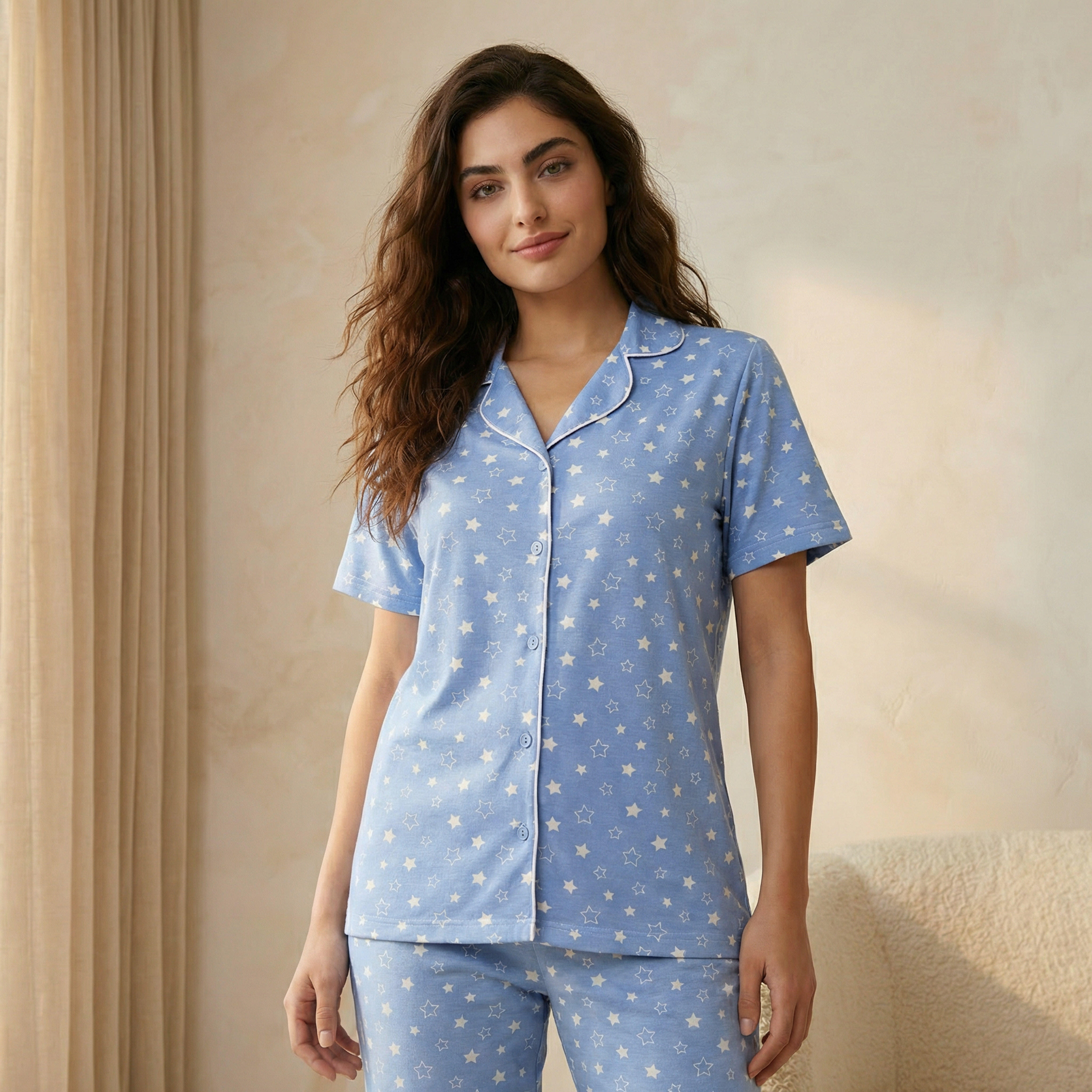 طقم بيجامة قميص وبنطلون-women-clothing-nightwear-pyjamas-longsets-image-5