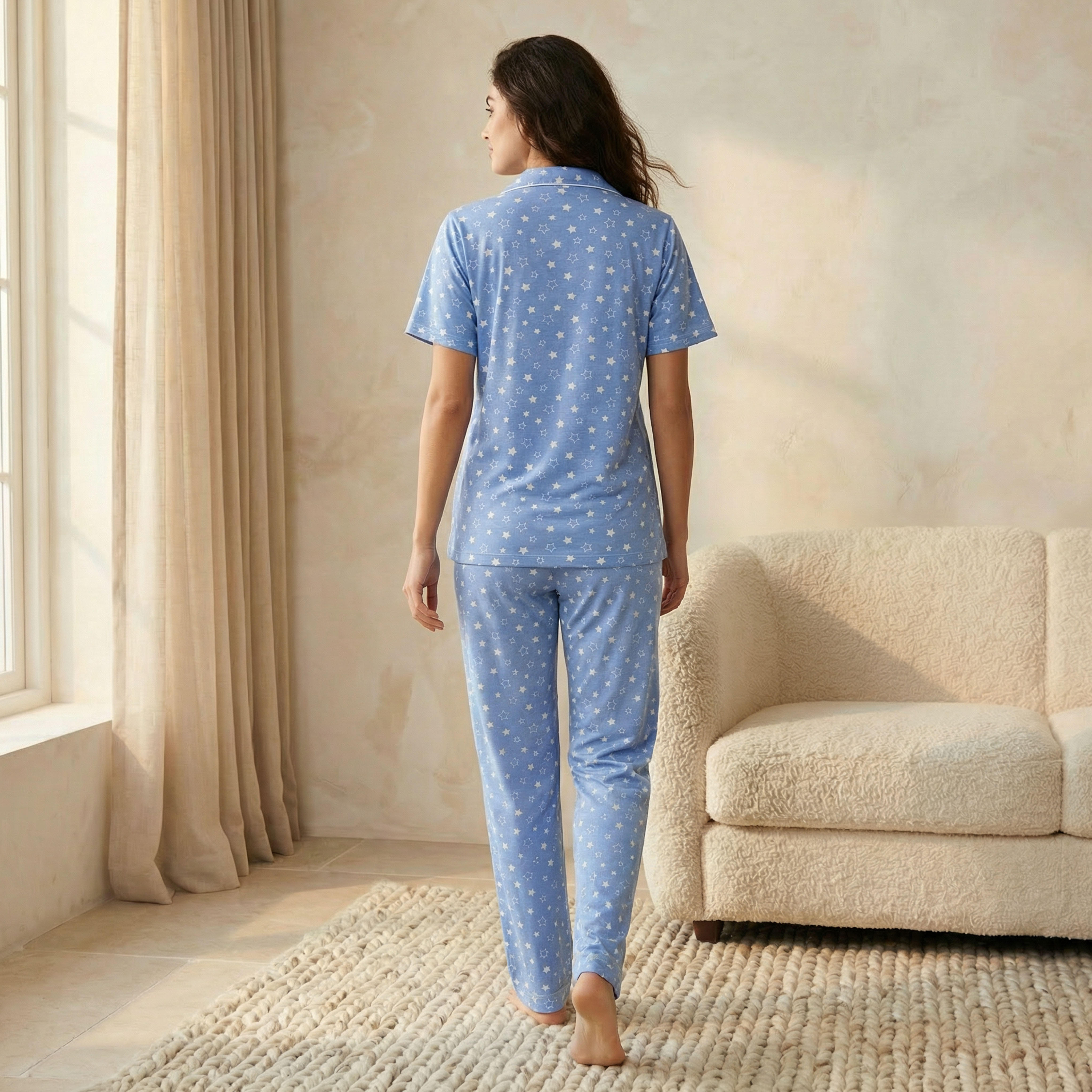 طقم بيجامة قميص وبنطلون-women-clothing-nightwear-pyjamas-longsets-image-4