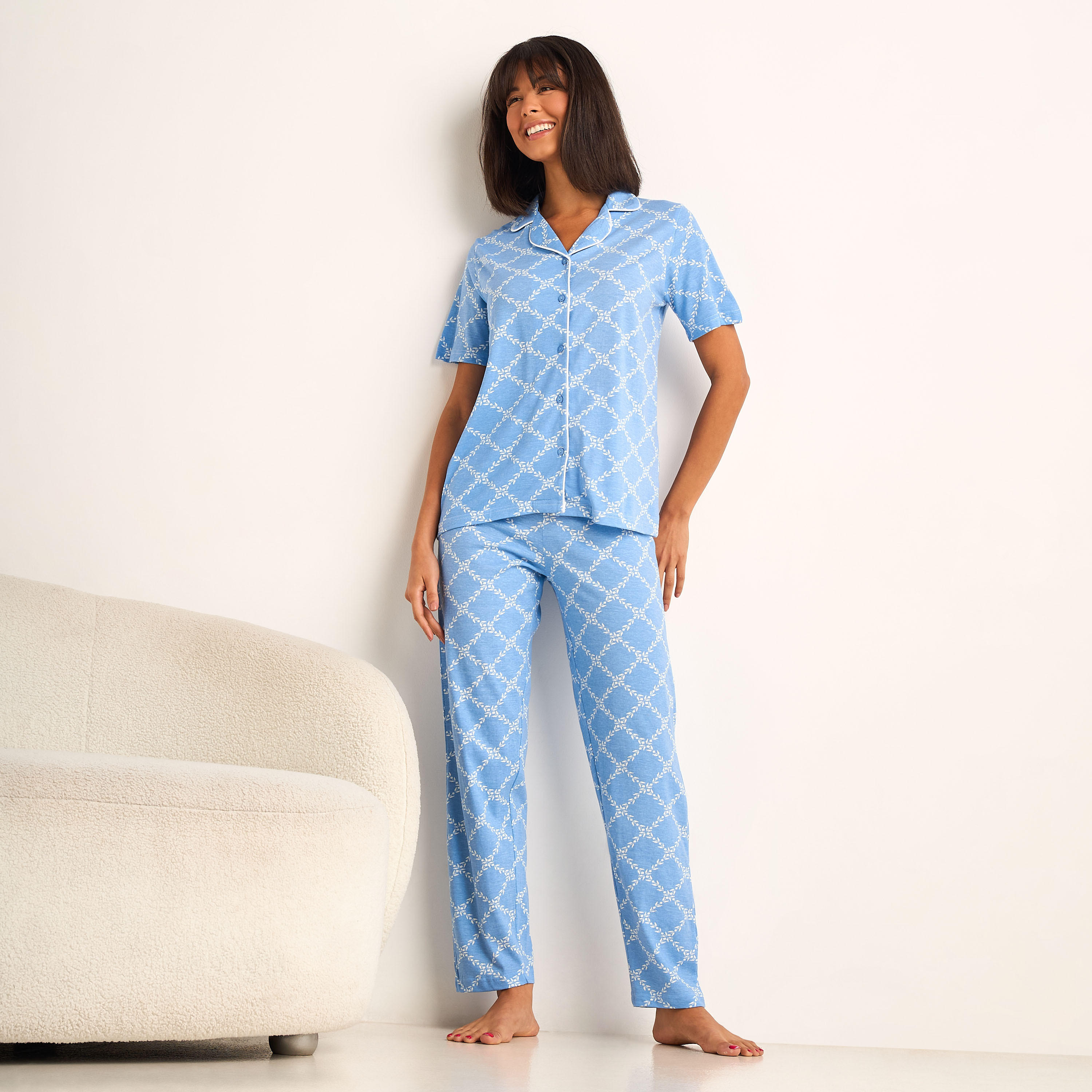 Pyjama Set Button-Down Shirt and Pants-women-clothing-nightwear-pyjamas-longsets-image-1