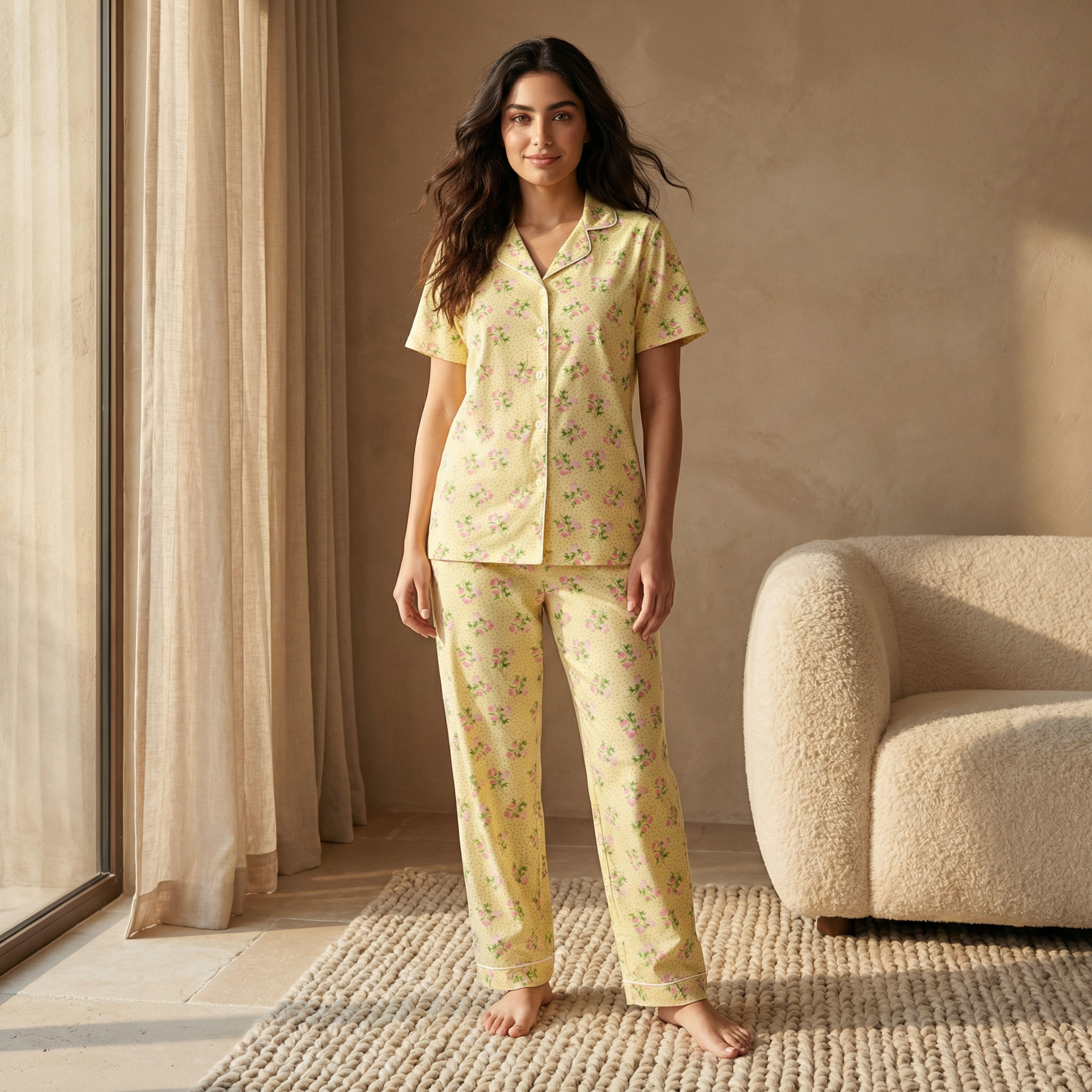Pyjama Set Button-Down Shirt and Pants-women-clothing-nightwear-pyjamas-longsets-image-1
