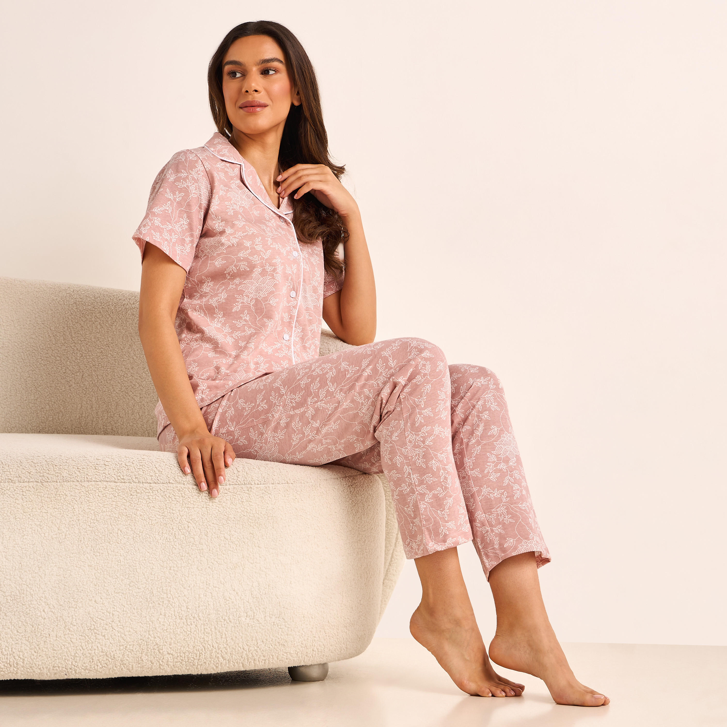 طقم بيجاما قميص وبنطلون-women-clothing-nightwear-pyjamas-longsets-image-6