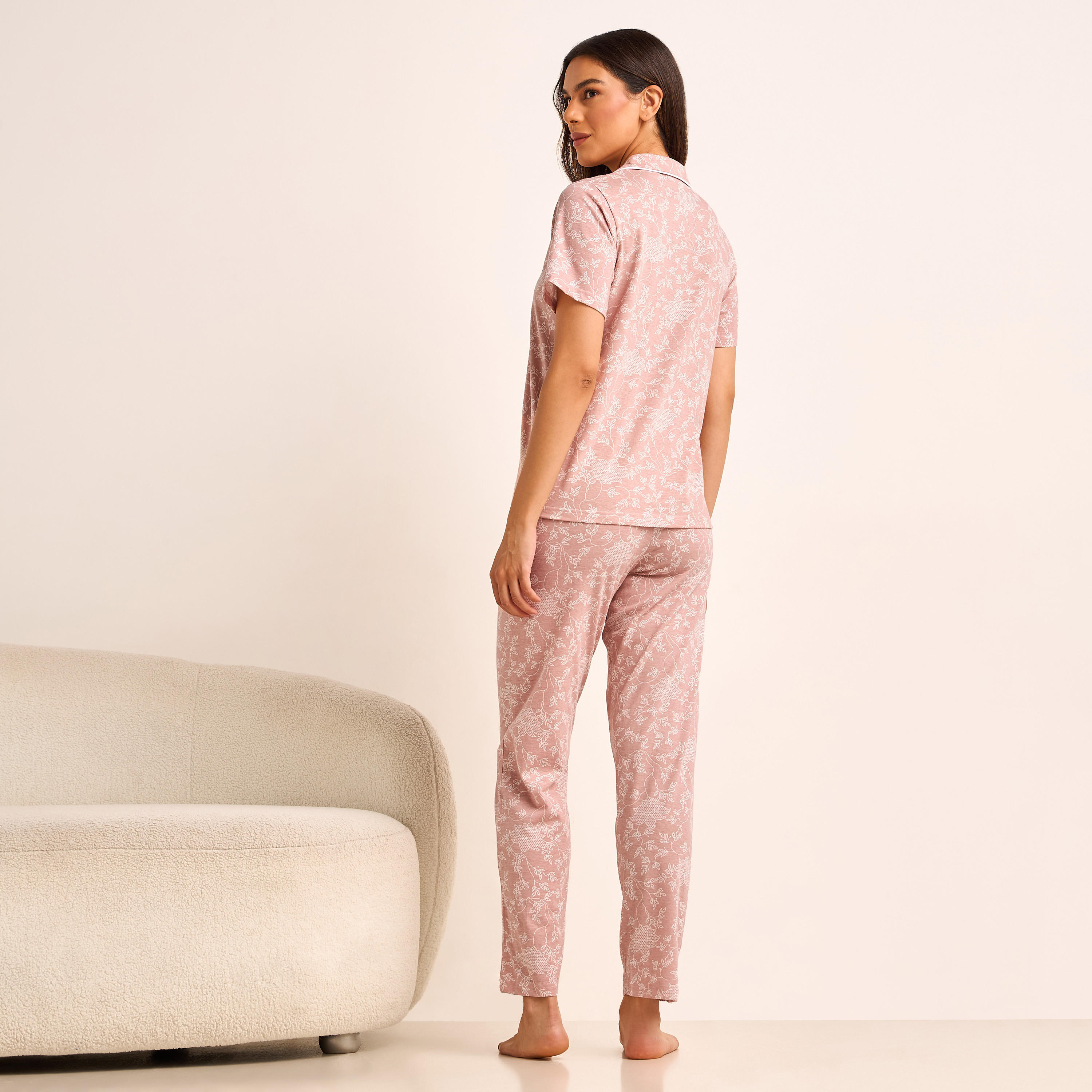 طقم بيجاما قميص وبنطلون-women-clothing-nightwear-pyjamas-longsets-image-1