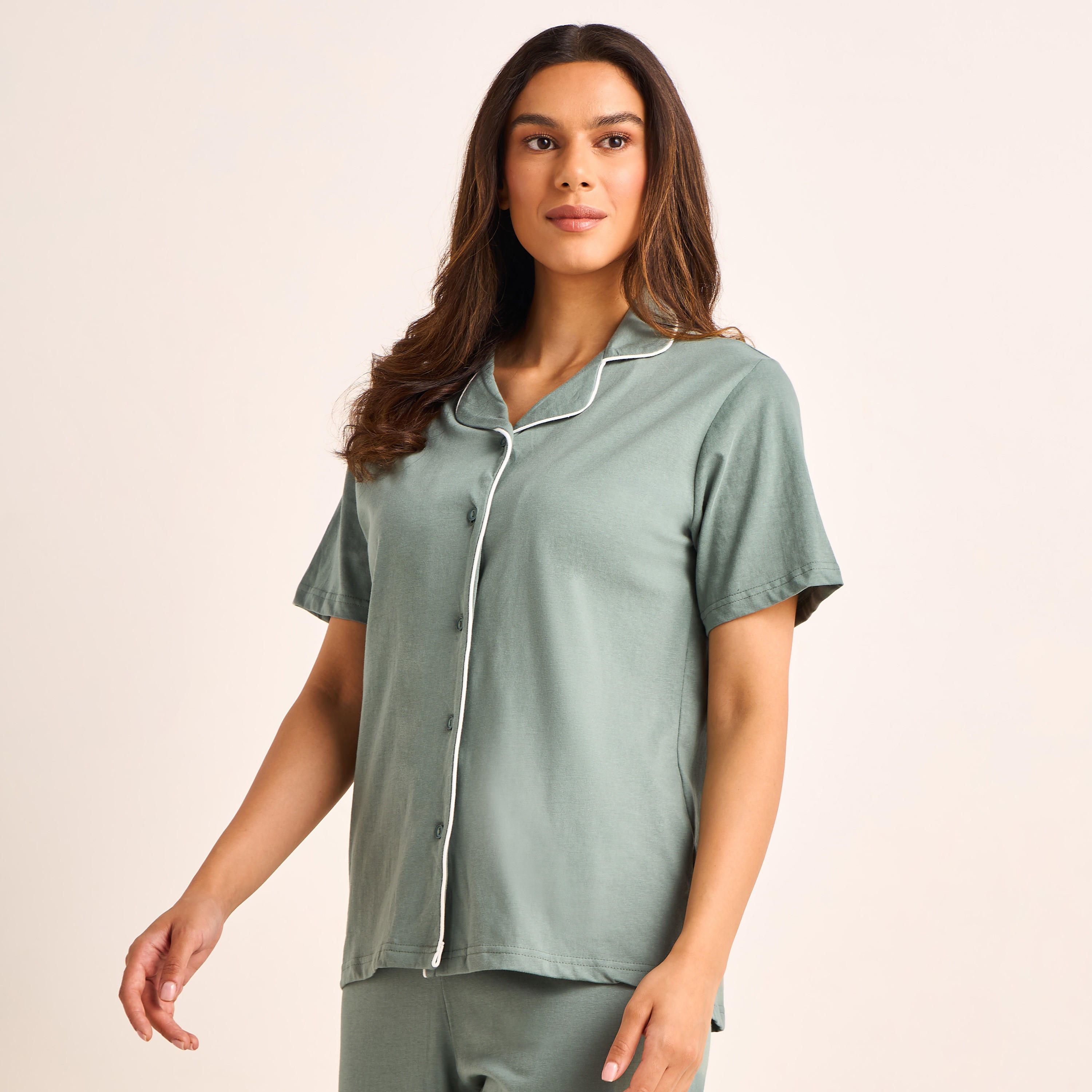 Pyjama Set Button-Down Shirt and Pants-women-clothing-nightwear-pyjamas-longsets-image-2