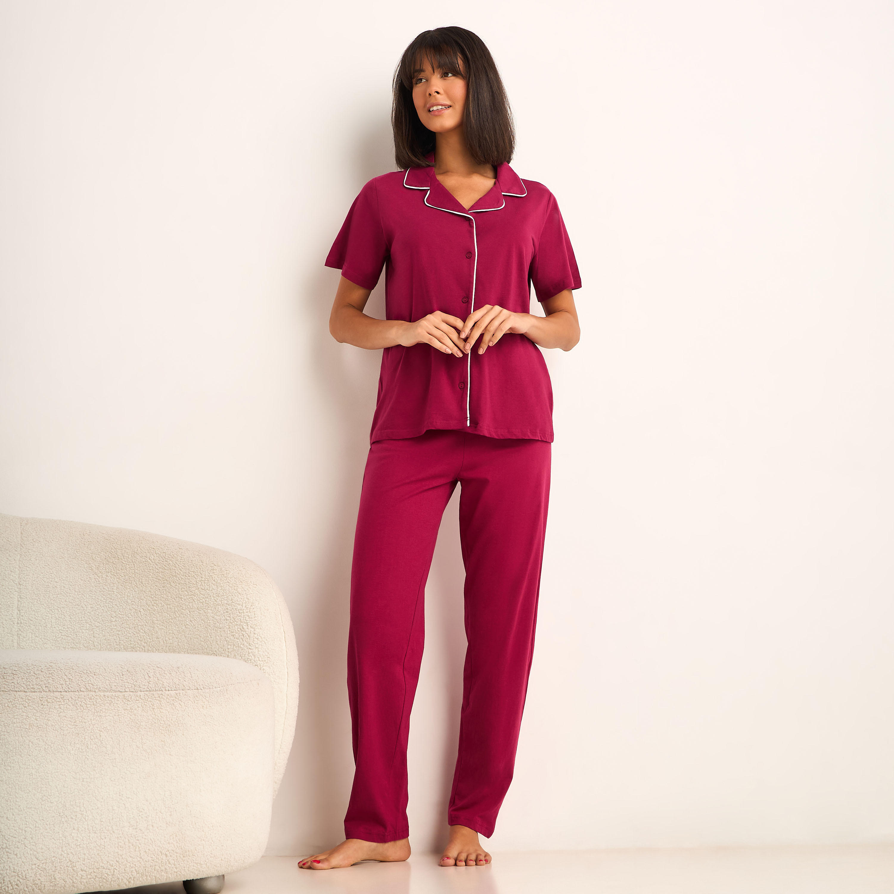 Pyjama Set Button-Down Shirt and Pants-women-clothing-nightwear-pyjamas-longsets-image-1