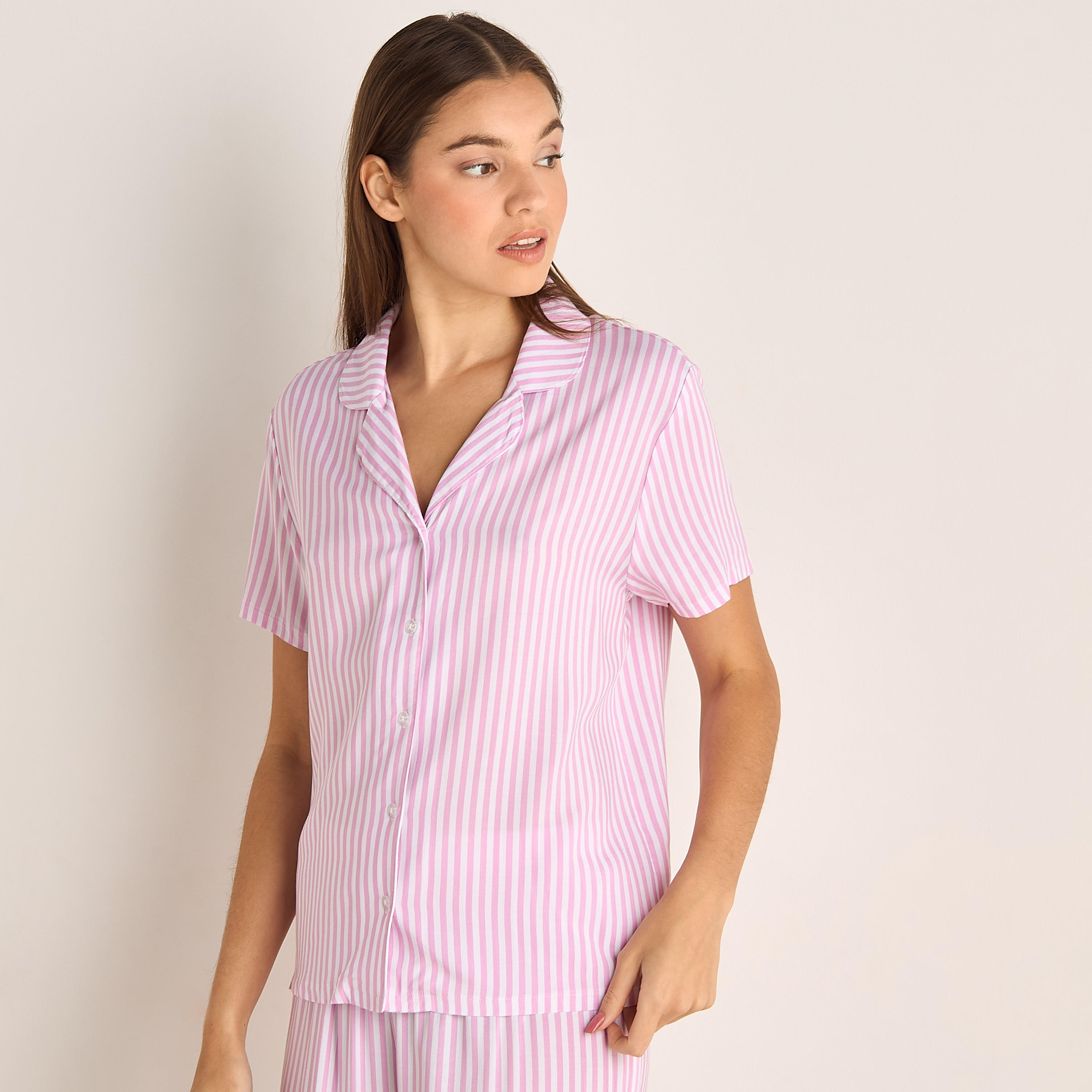 Pyjama Set Button-Down Shirt & Trousers Viscose-women-clothing-nightwear-pyjamas-longsets-image-2