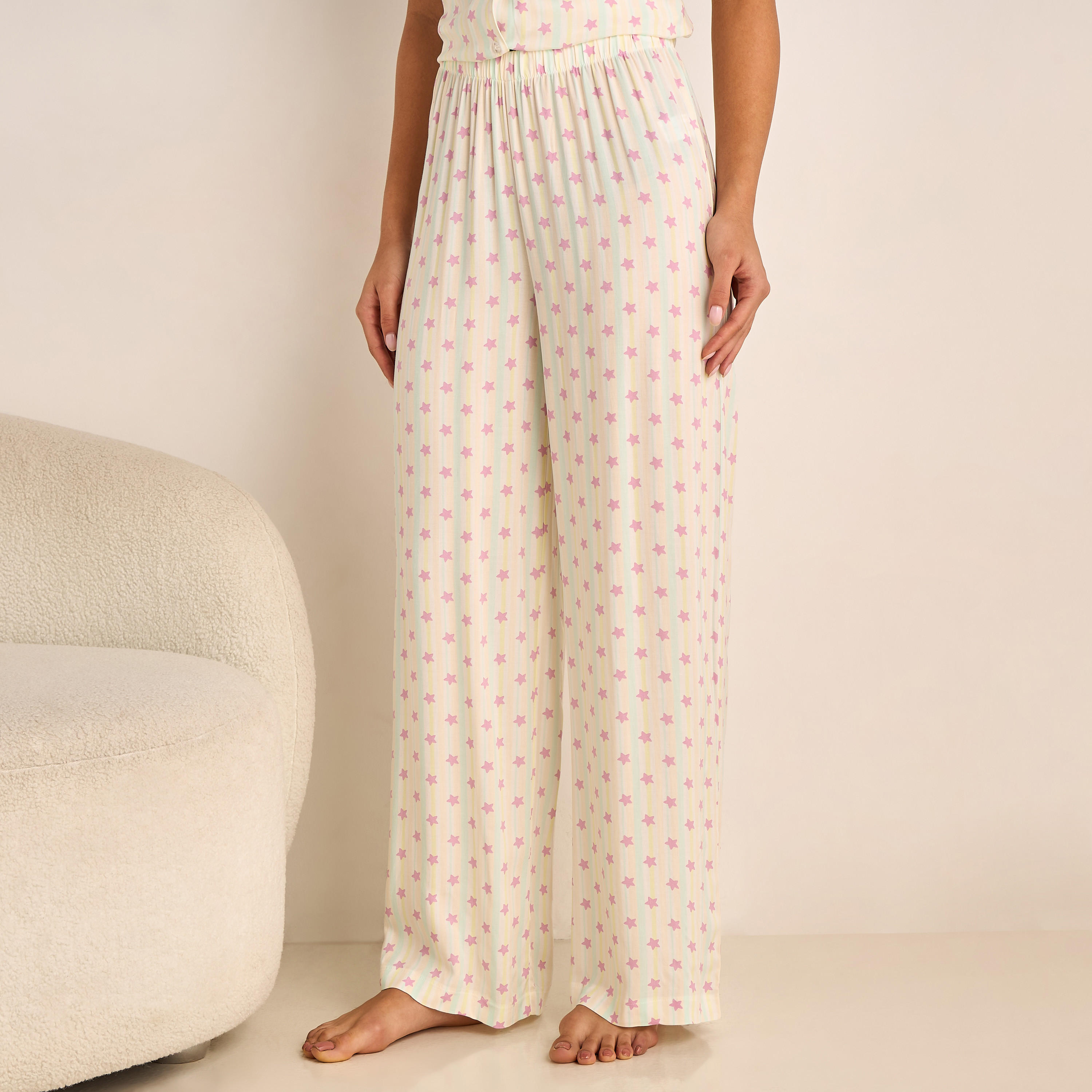طقم بيجاما فيسكوز قميص بأزرار وبنطلون-women-clothing-nightwear-pyjamas-longsets-image-3