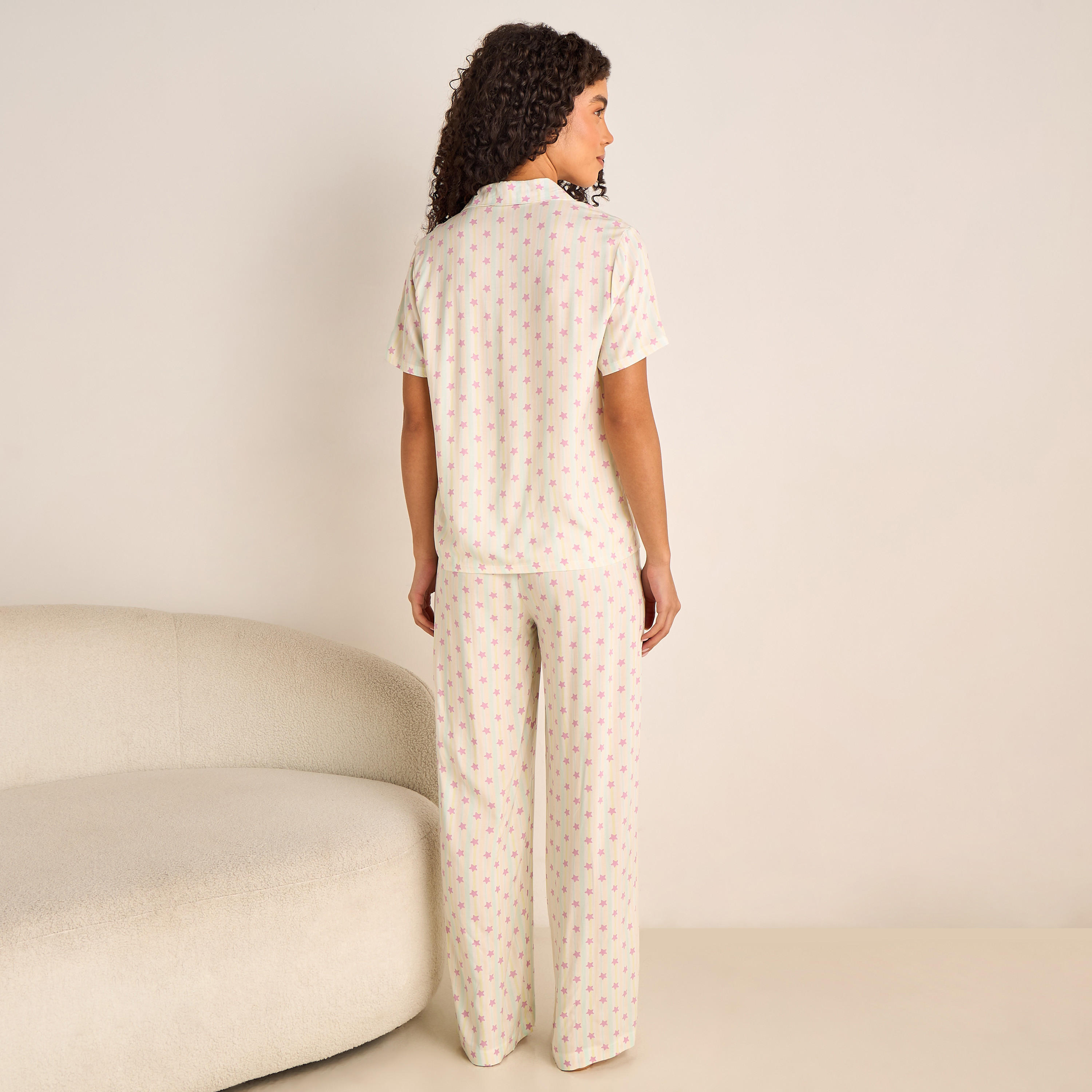 طقم بيجاما فيسكوز قميص بأزرار وبنطلون-women-clothing-nightwear-pyjamas-longsets-image-4