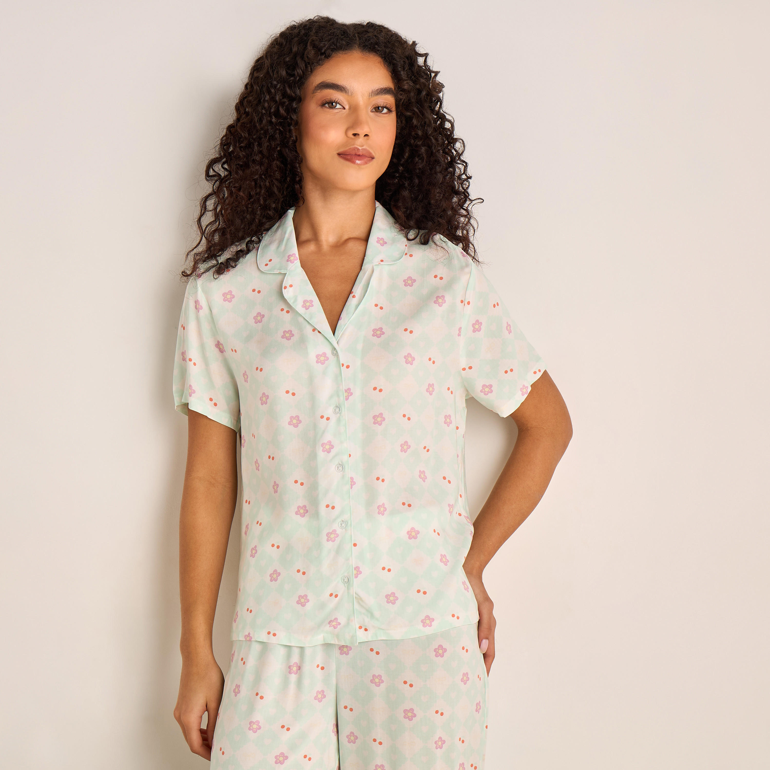 Pyjama Set Button-Down Shirt & Trousers Viscose-women-clothing-nightwear-pyjamas-longsets-image-2