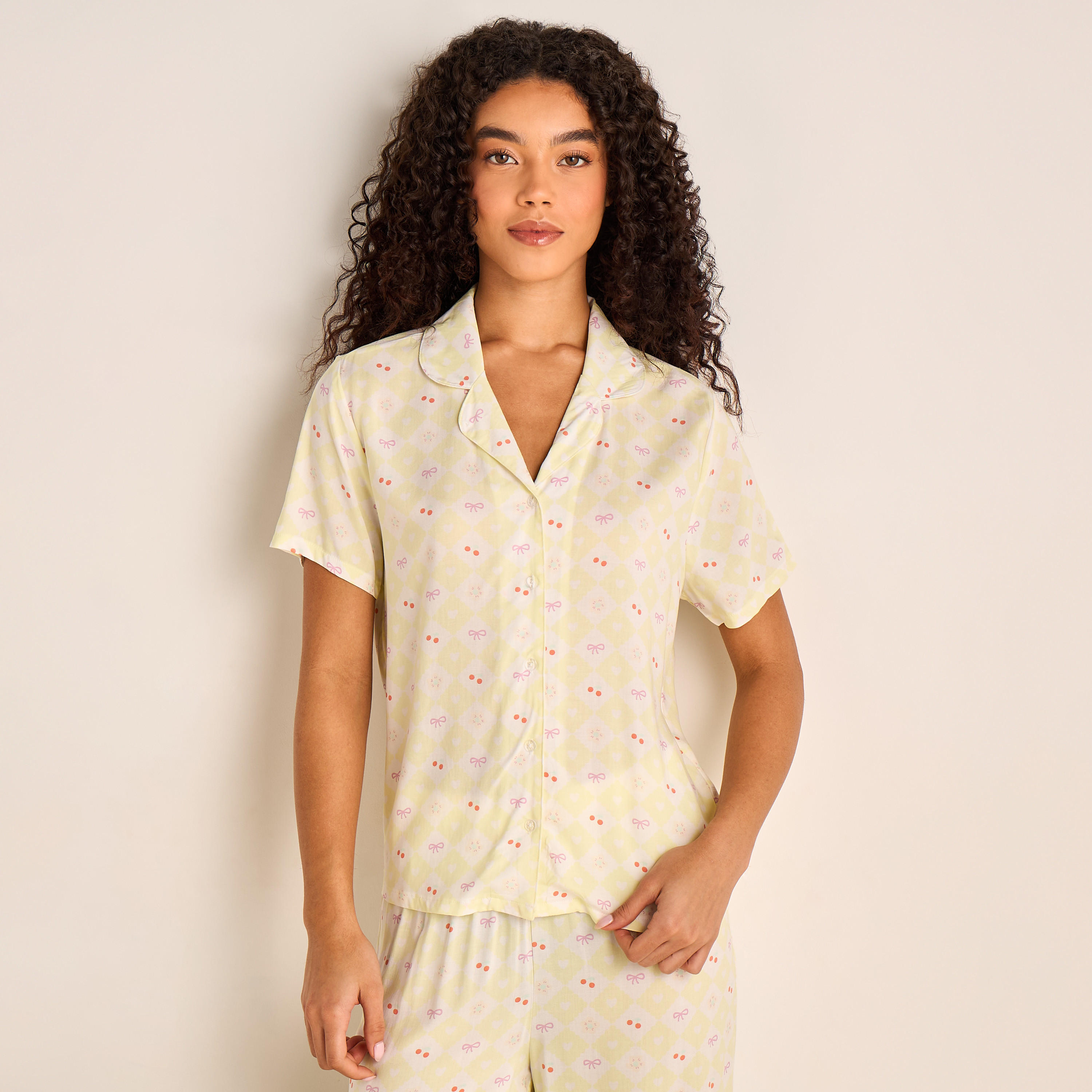 Pyjama Set Button-Down Shirt & Trousers Viscose-women-clothing-nightwear-pyjamas-longsets-image-2