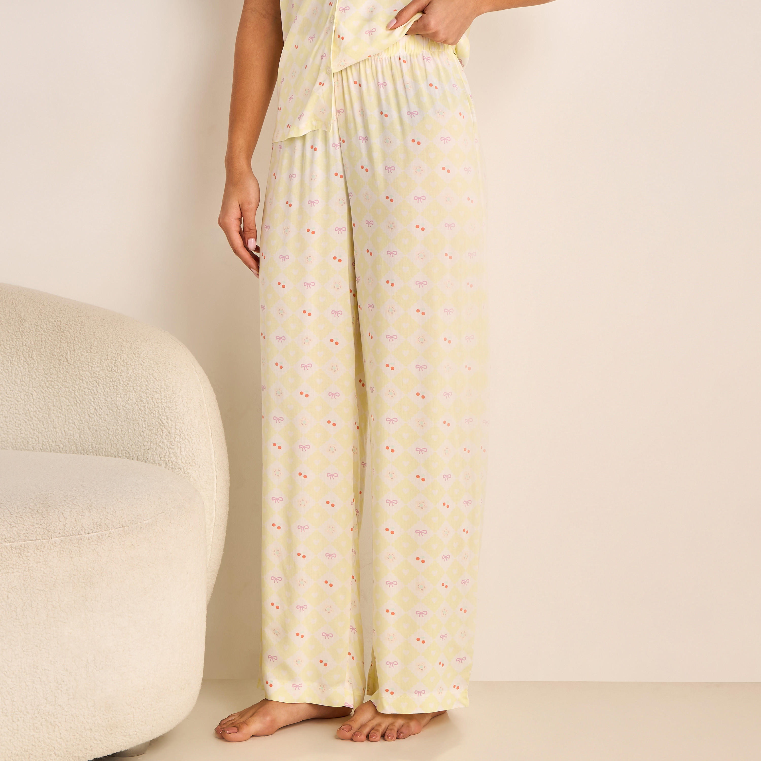 Pyjama Set Button-Down Shirt & Trousers Viscose-women-clothing-nightwear-pyjamas-longsets-image-3