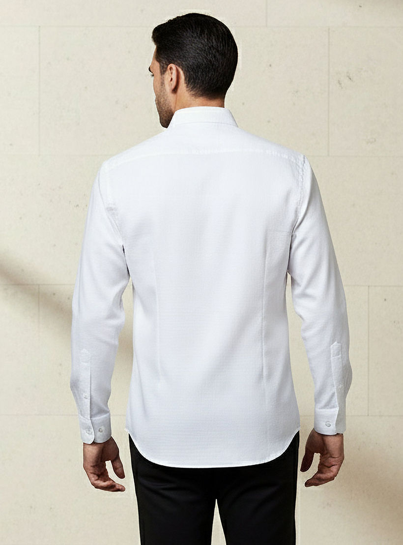 قميص دوبي بارز الملمس بقصّة عادية بياقة-men-clothing-shirts-image-3