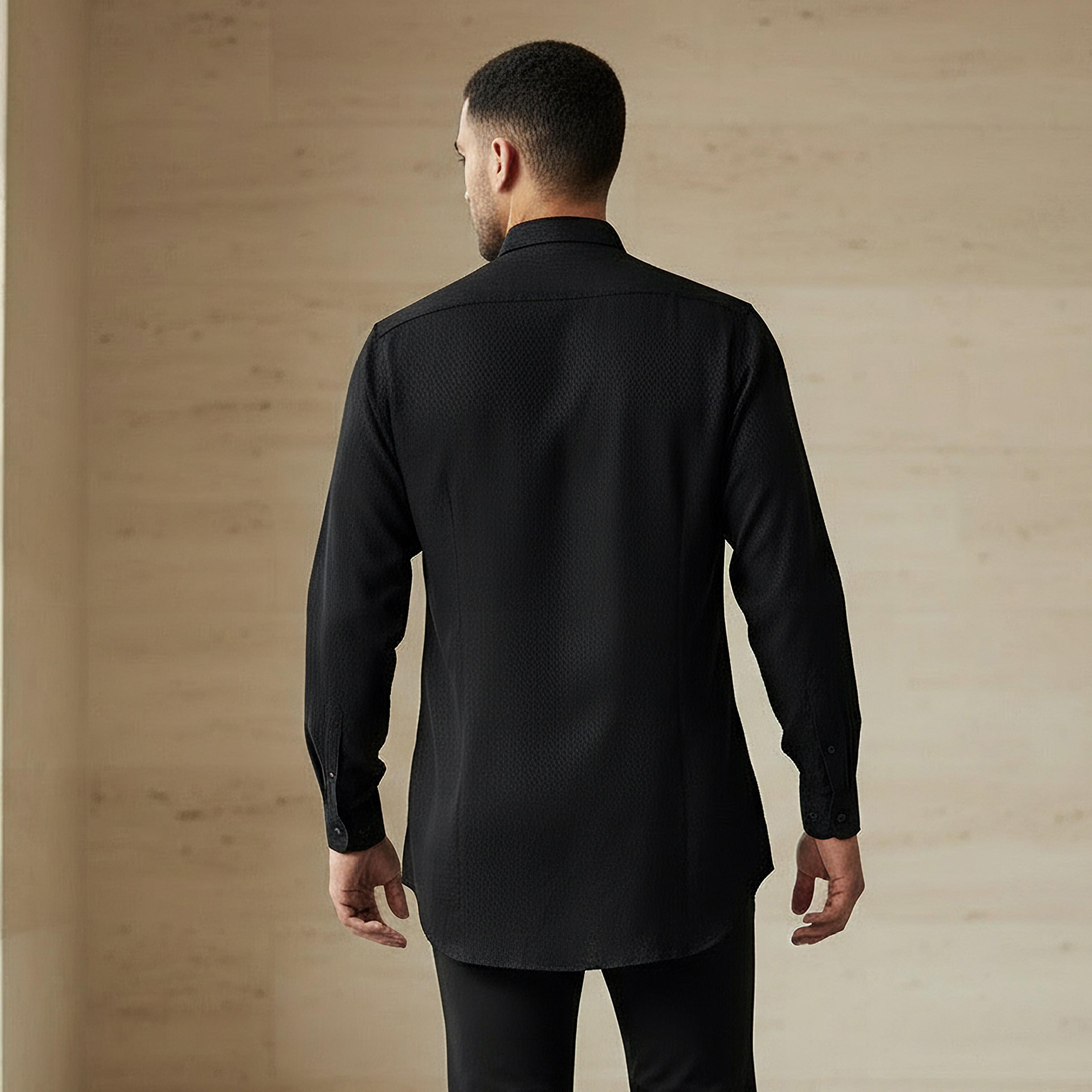 Men Regular Fit Self Texture Dobby Collar Shirt-men-clothing-shirts-image-3