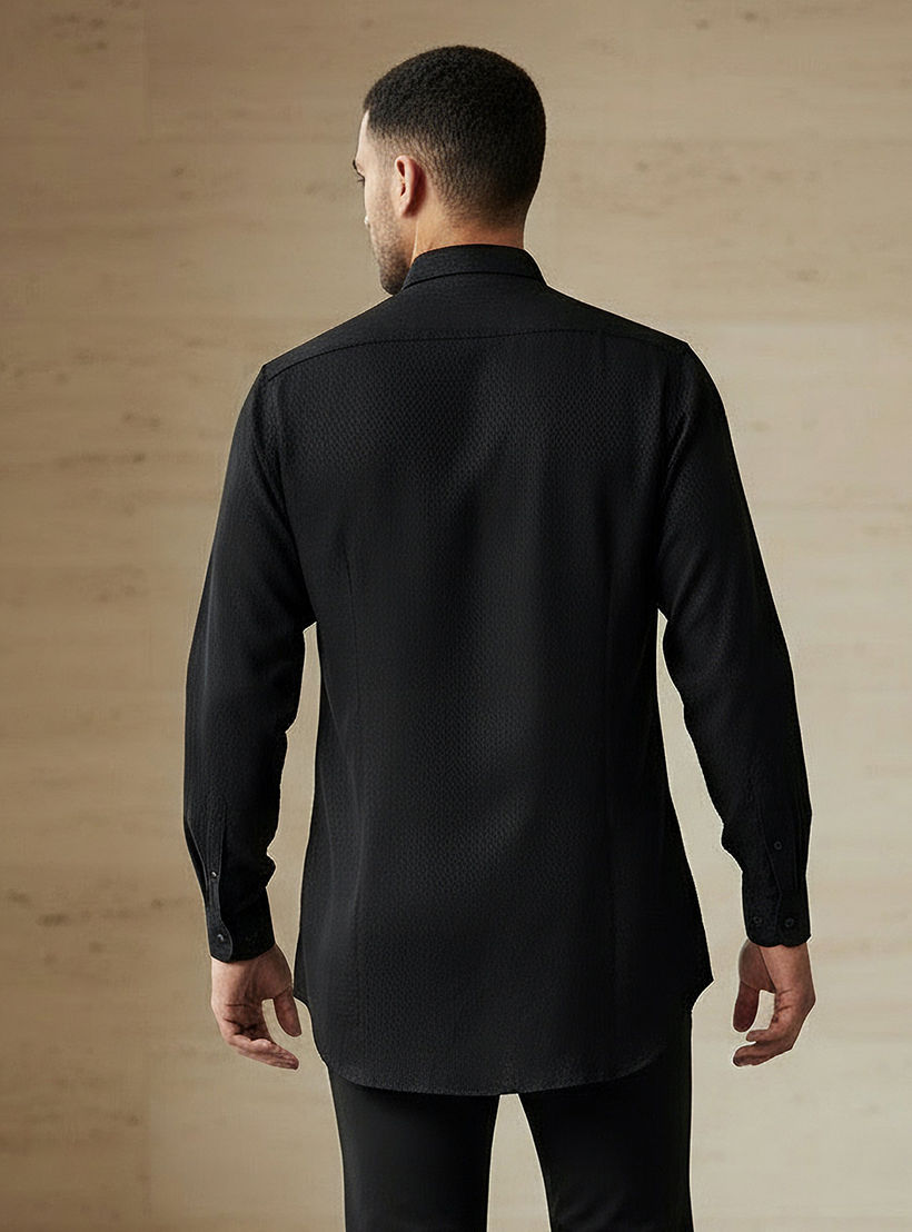Men Regular Fit Self Texture Dobby Collar Shirt-men-clothing-shirts-image-3
