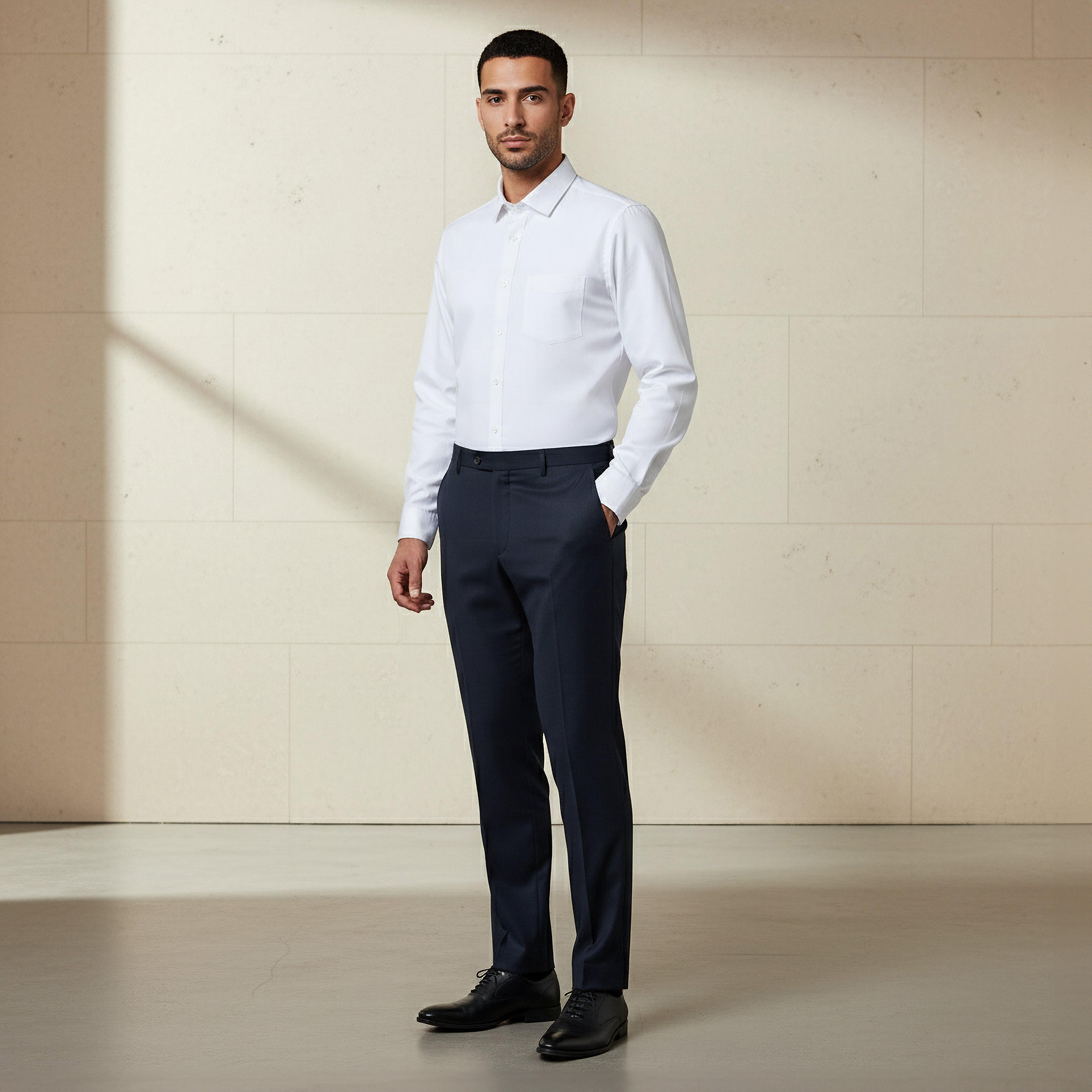 قميص دوبي بارز الملمس بقصّة عادية بياقة-men-clothing-shirts-image-4