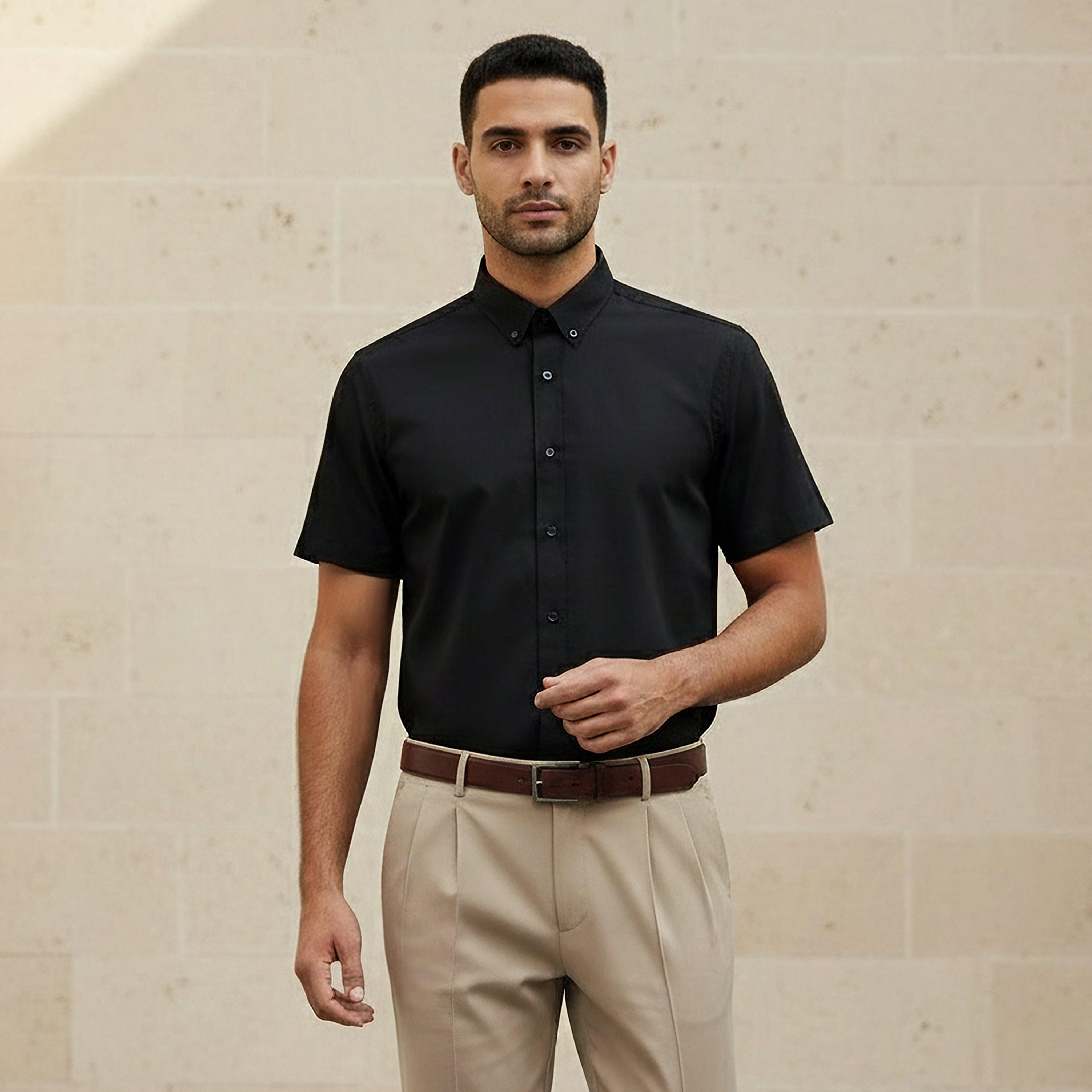 Men Regular Fit Button Down Collar Short Sleeve Shirt-PROMO_SP_SA_2FOR99_110625-image-1