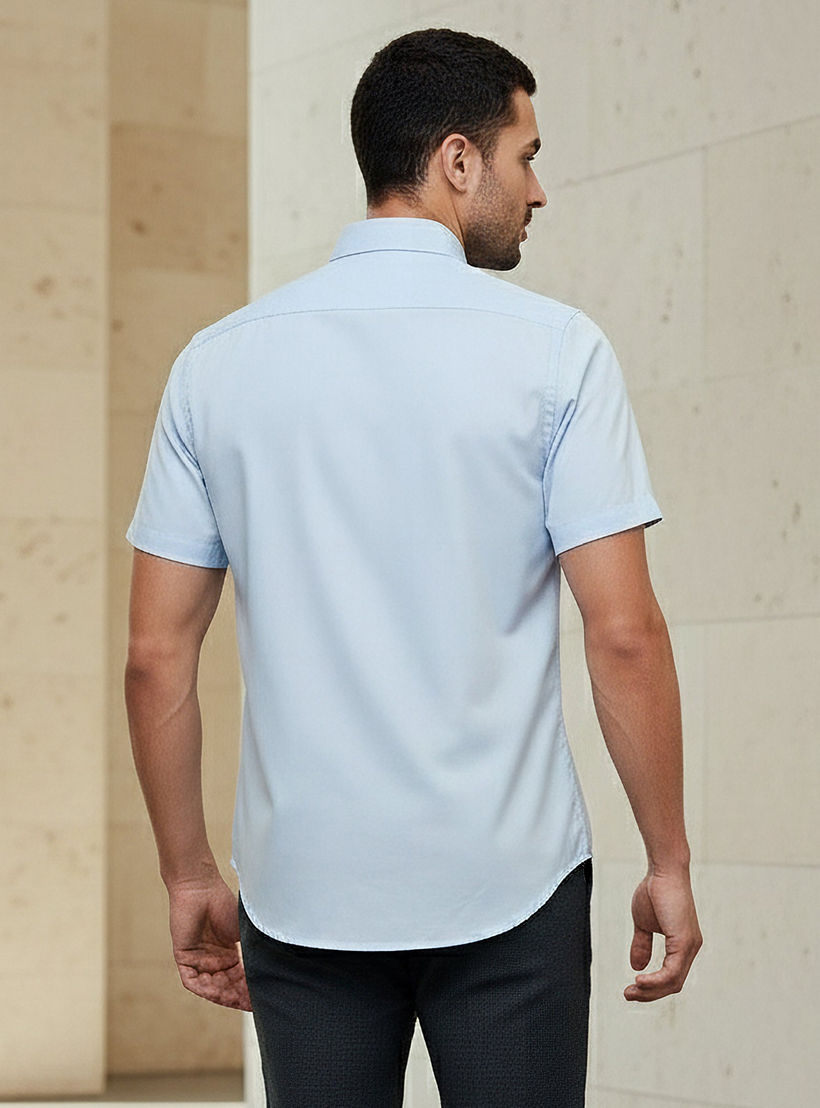 Men Regular Fit Button Down Collar Short Sleeve Shirt-men-clothing-shirts-image-3