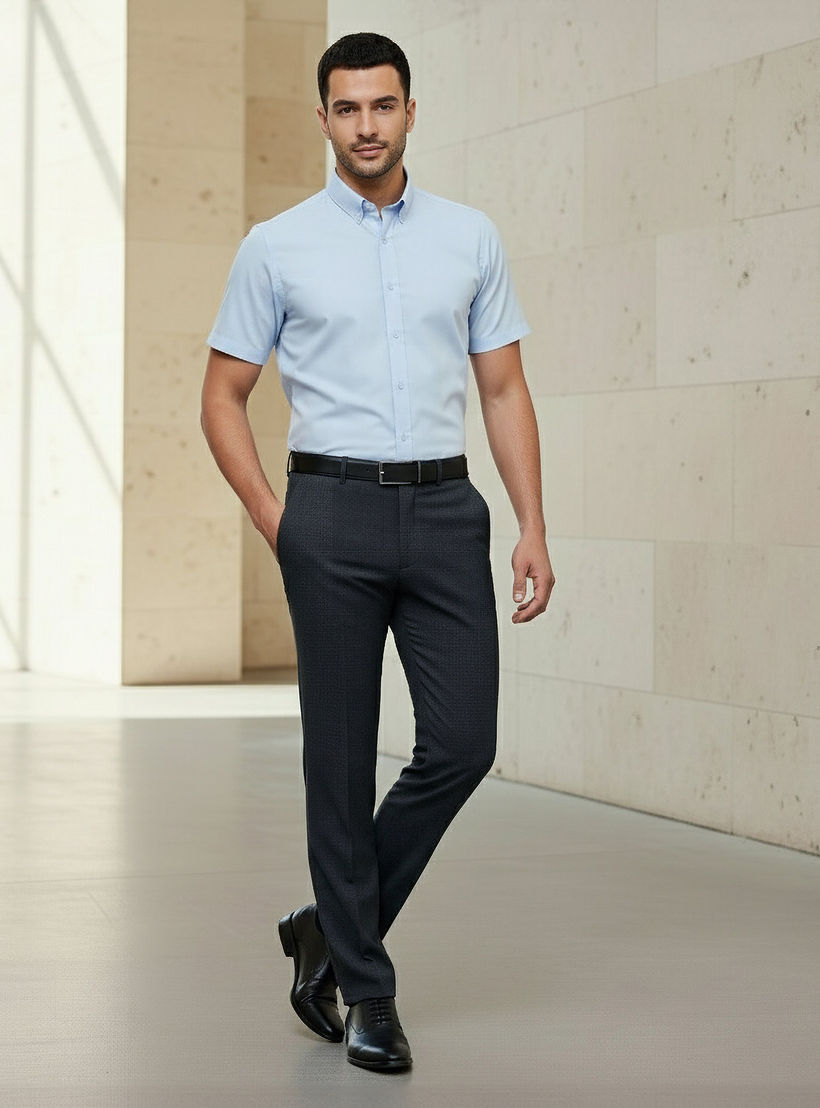 Men Regular Fit Button Down Collar Short Sleeve Shirt-men-clothing-shirts-image-4