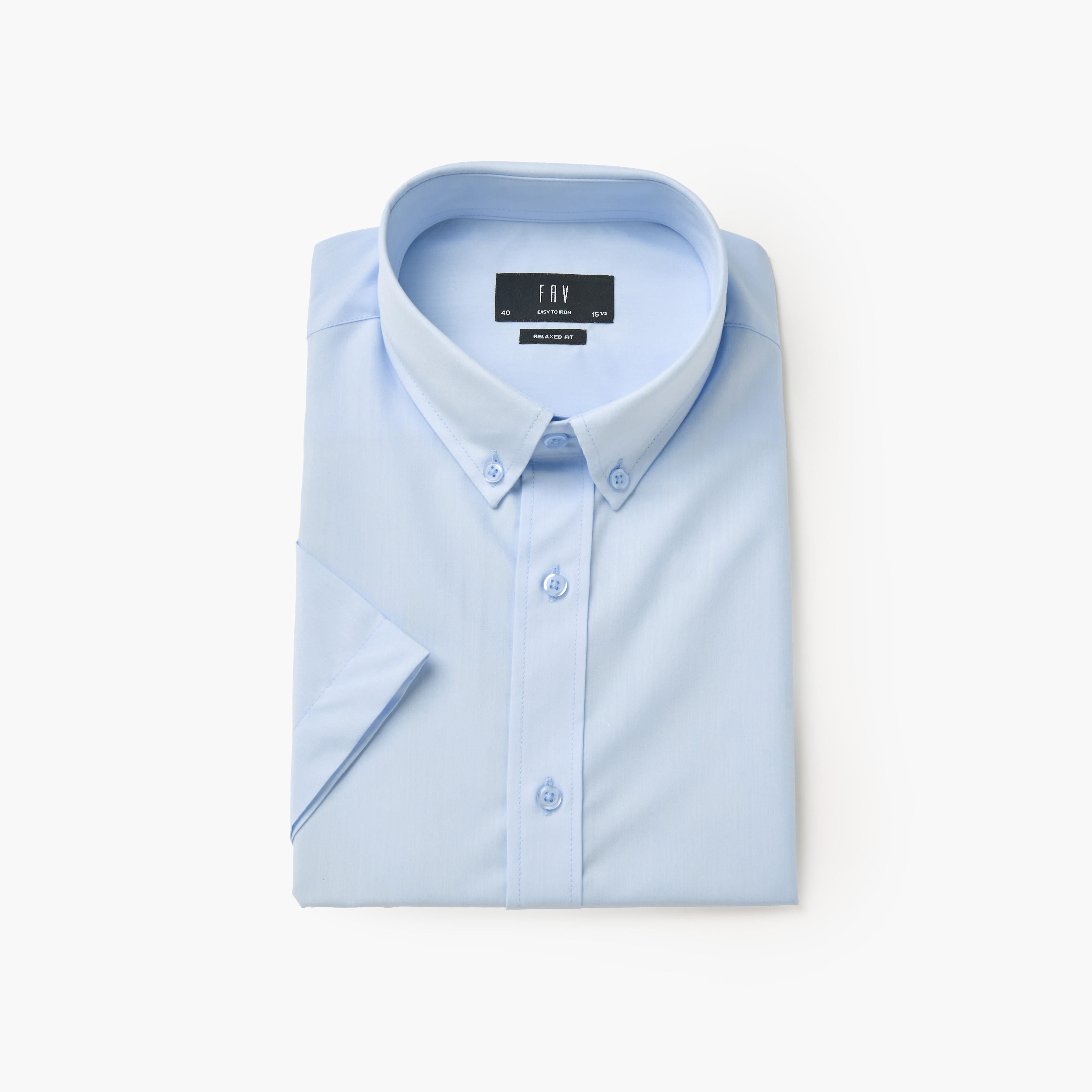 قميص بقصّة عادية وياقة عادية وأكمام قصيرة وأزرار للرجال-men-clothing-shirts-image-5