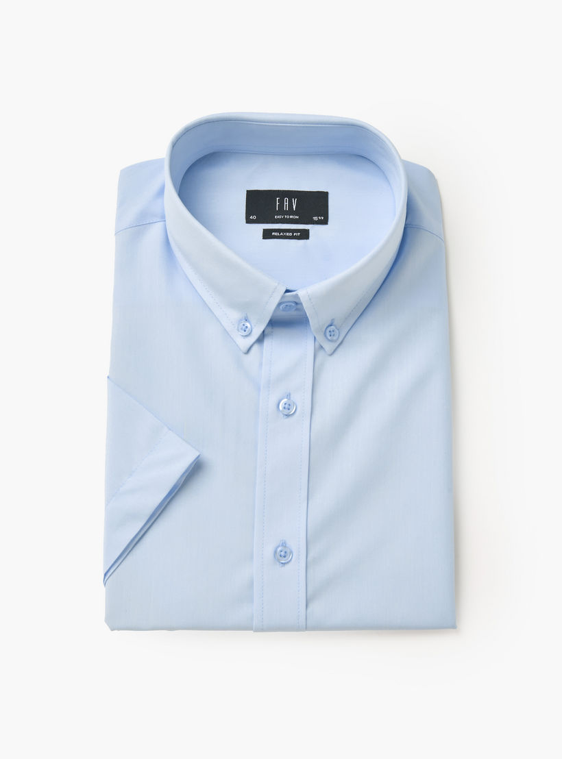 Men Regular Fit Button Down Collar Short Sleeve Shirt-men-clothing-shirts-image-5