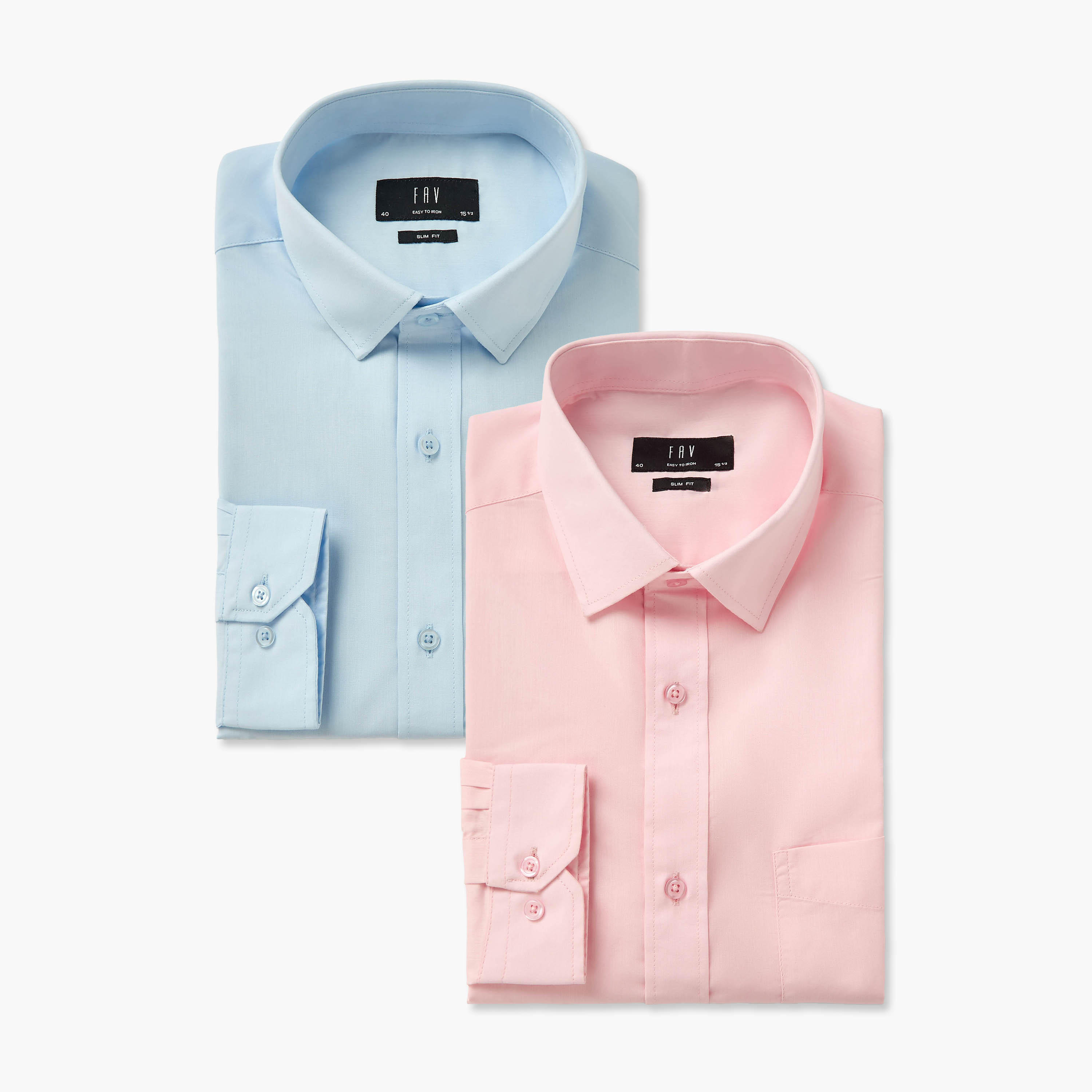 Set of 2 - Men Slim Fit Collared Long Sleeves Shirt-men-clothing-shirts-image-1