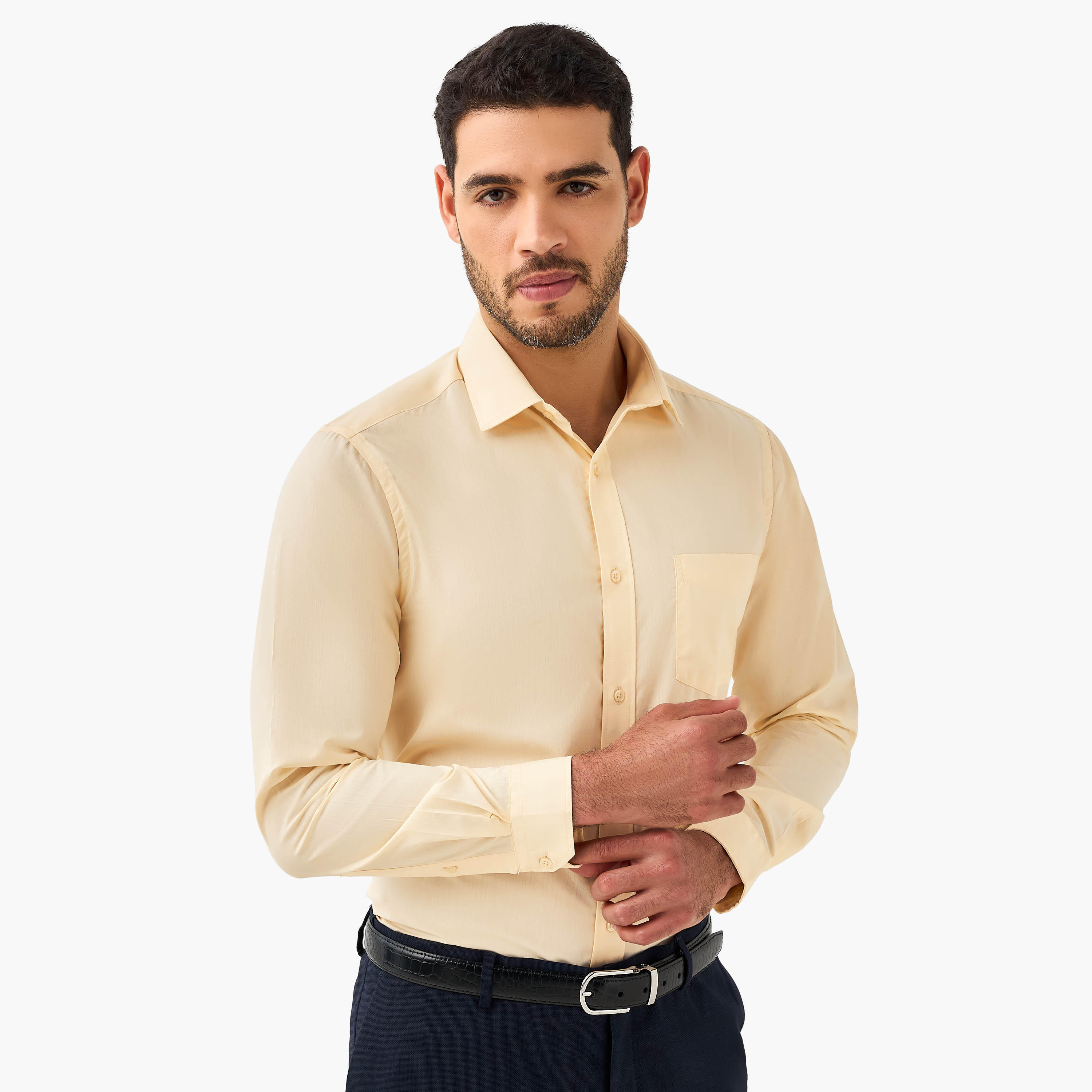 Set of 2 - Men Slim Fit Collared Long Sleeves Shirt-men-clothing-shirts-image-4