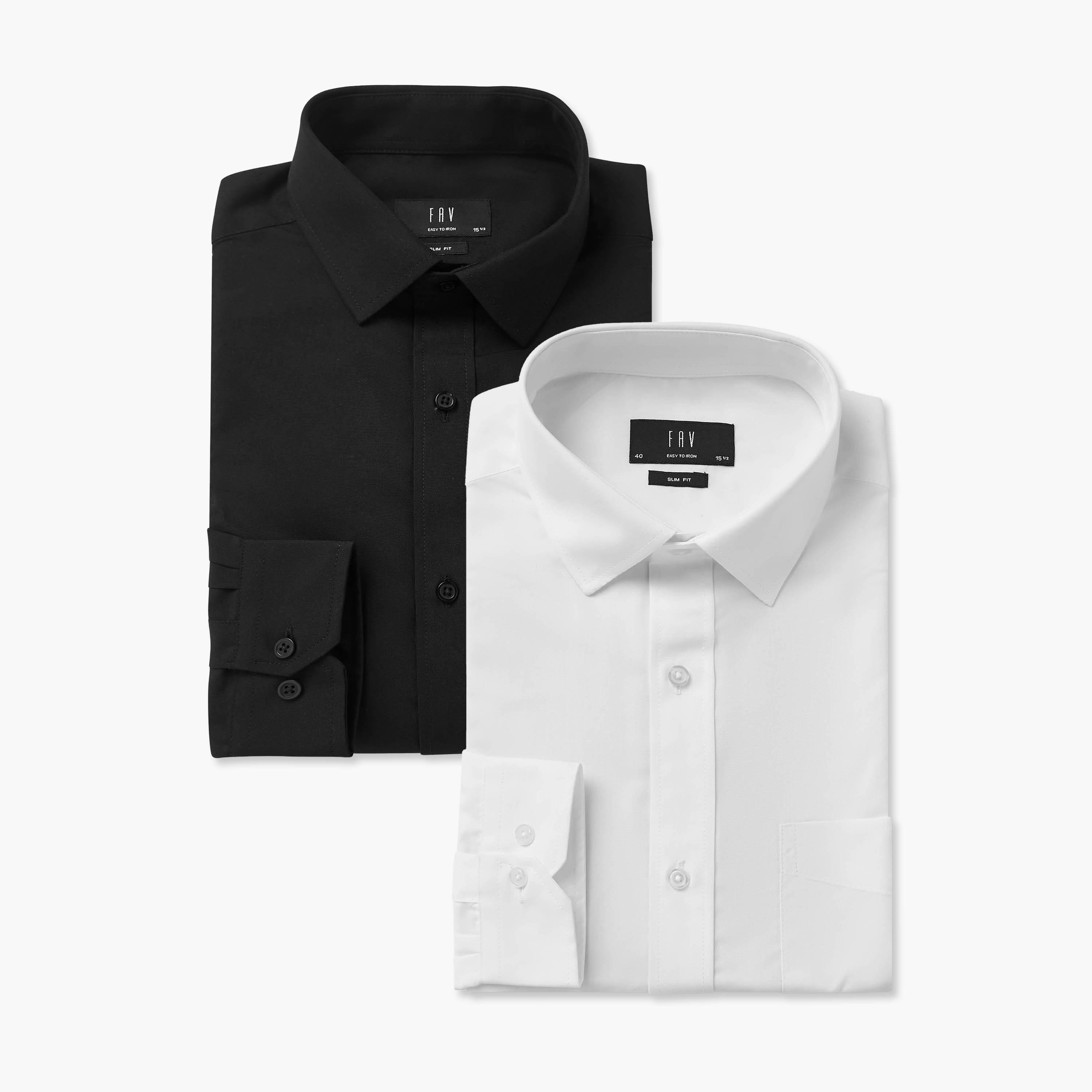 Set of 2 - Men Slim Fit Collared Long Sleeves Shirt-men-clothing-shirts-image-1