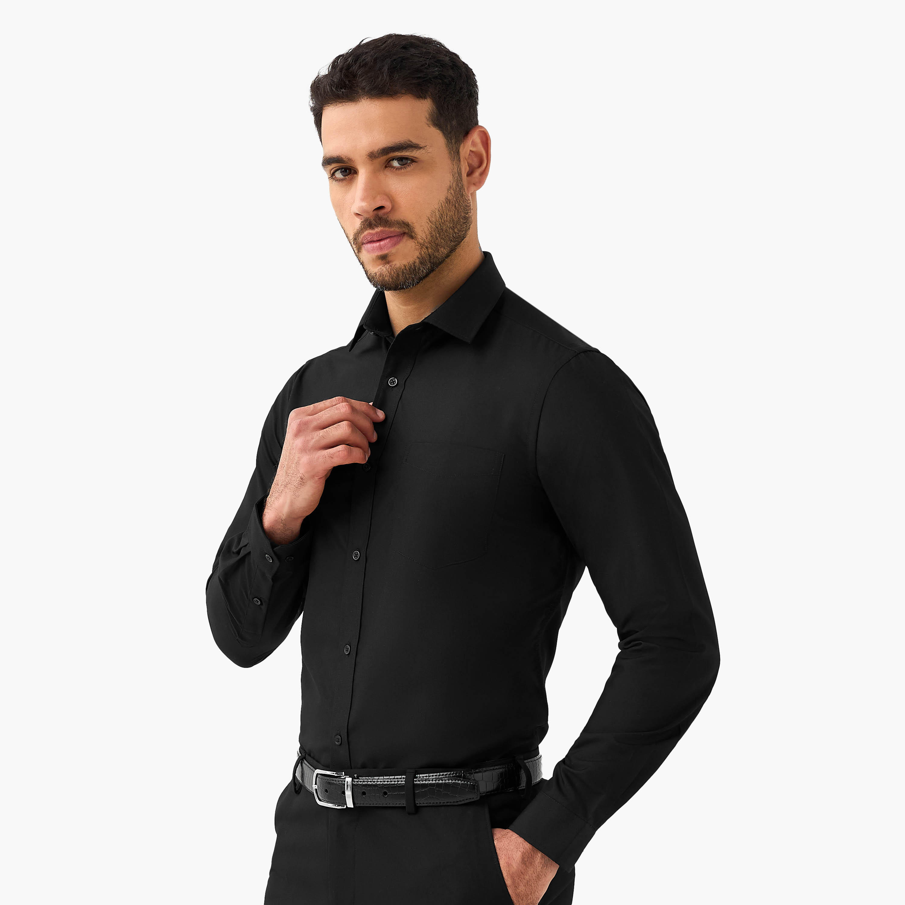 Set of 2 - Men Slim Fit Collared Long Sleeves Shirt-men-clothing-shirts-image-4