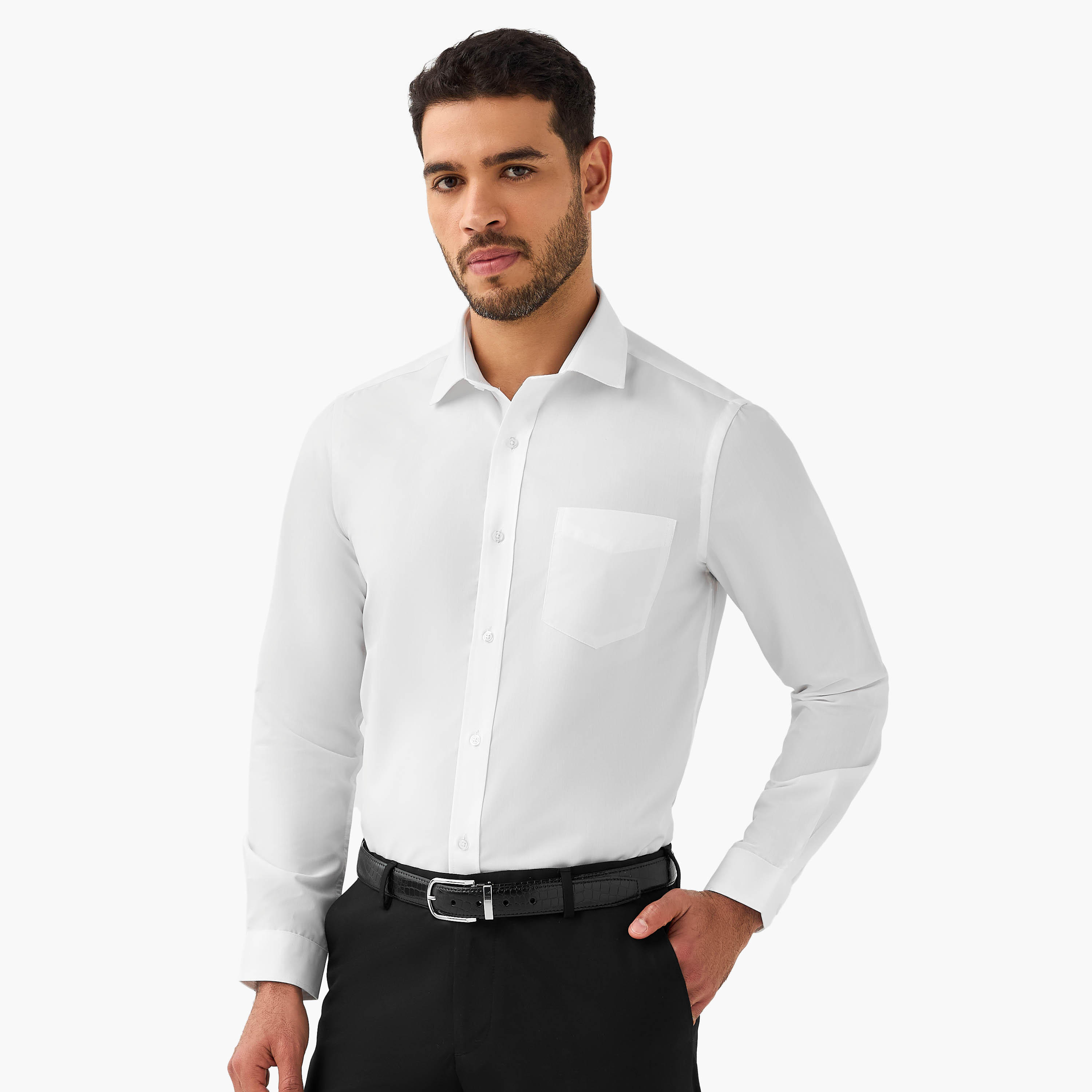 Set of 2 - Men Slim Fit Collared Long Sleeves Shirt-men-clothing-shirts-image-5