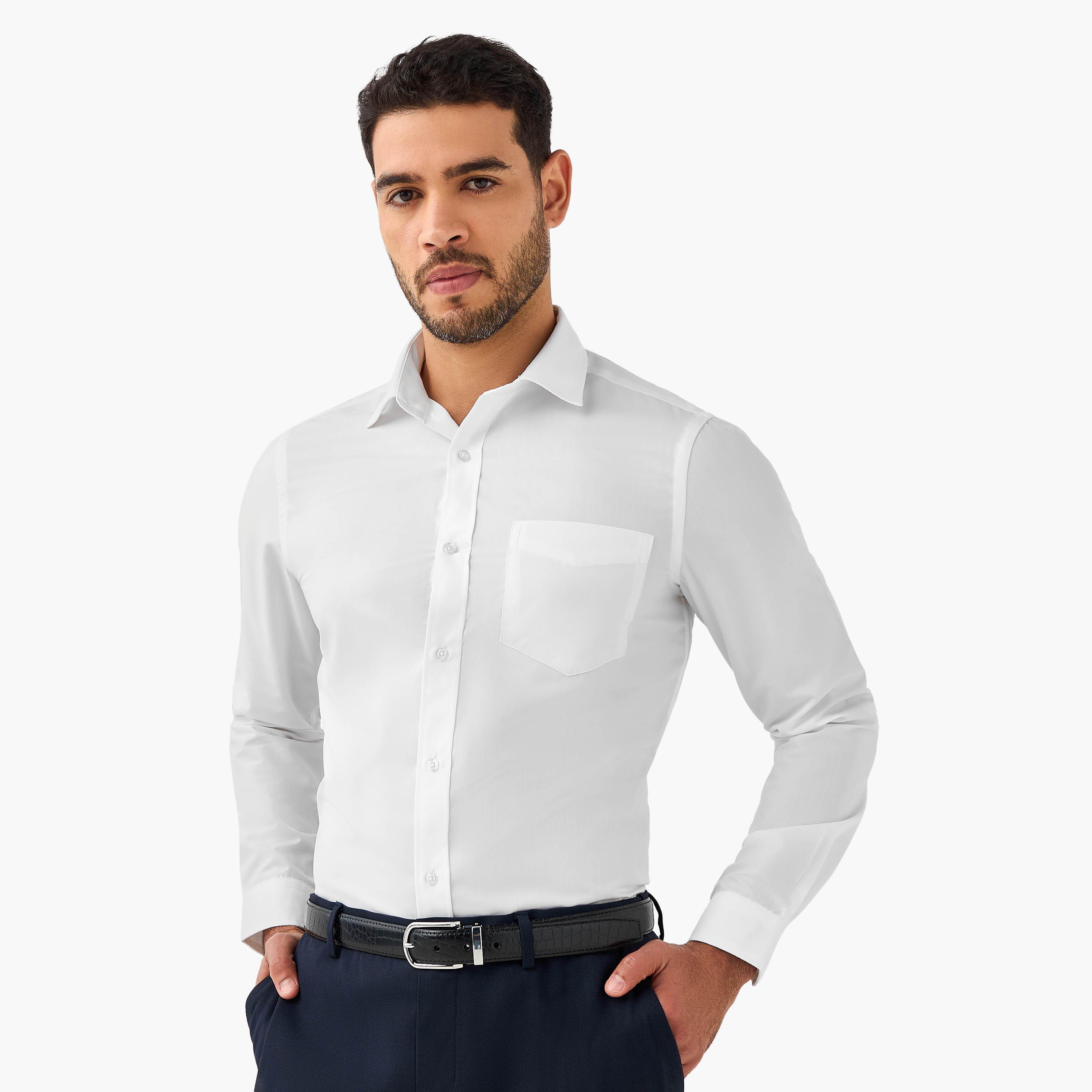 Set of 2 - Men Slim Fit Collared Long Sleeves Shirt-men-clothing-shirts-image-4