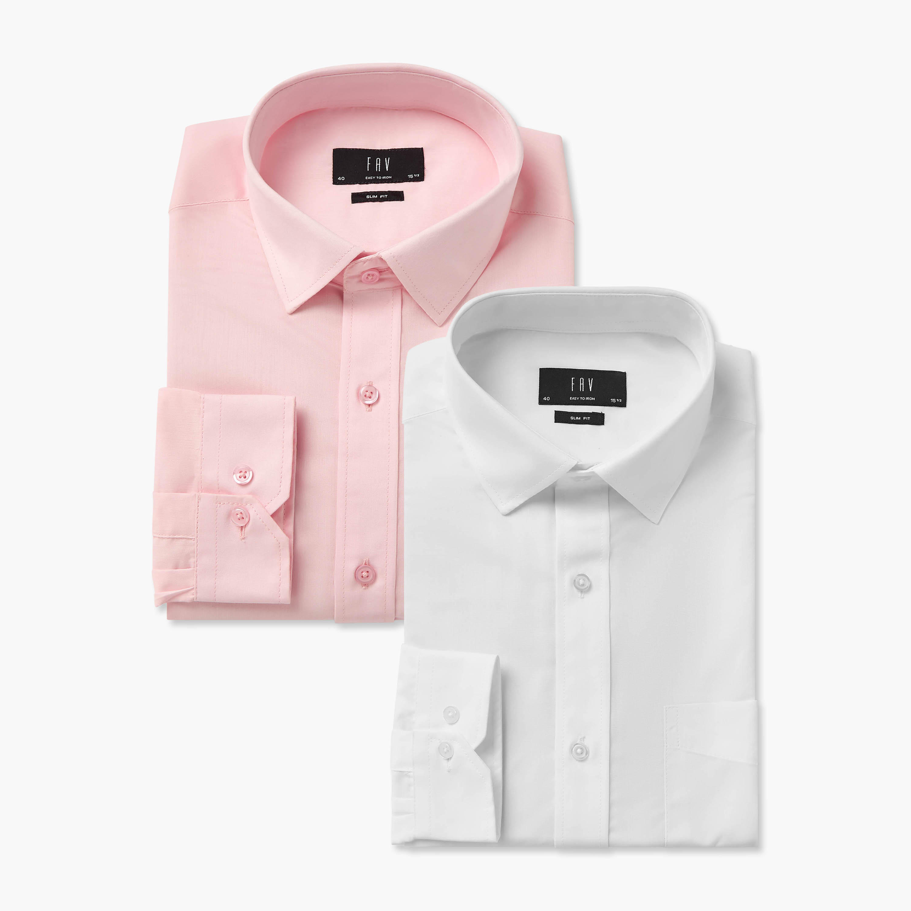 Set of 2 - Men Slim Fit Collared Long Sleeves Shirt-men-clothing-shirts-image-1
