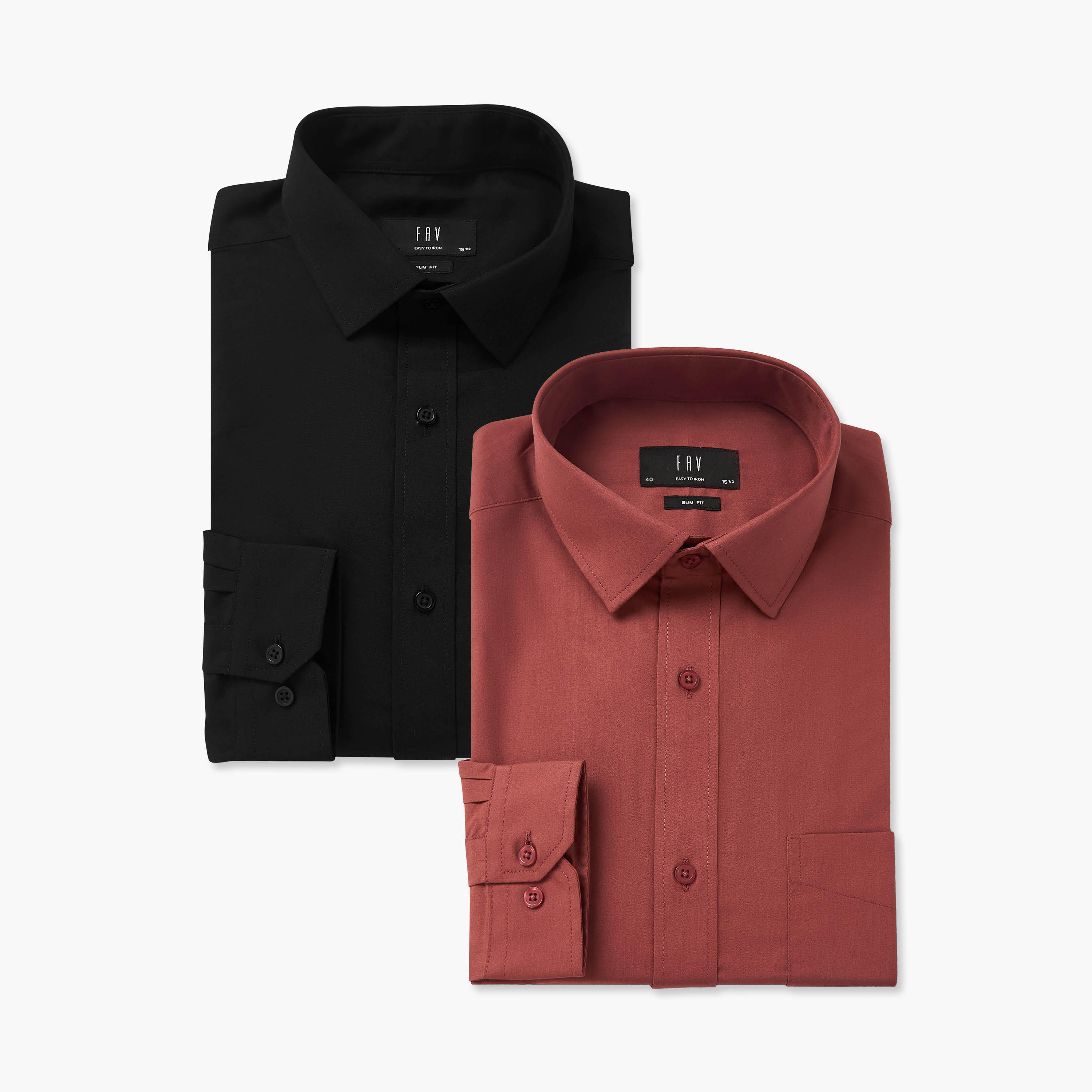 Set of 2 - Men Slim Fit Collared Long Sleeves Shirt-men-clothing-shirts-image-1