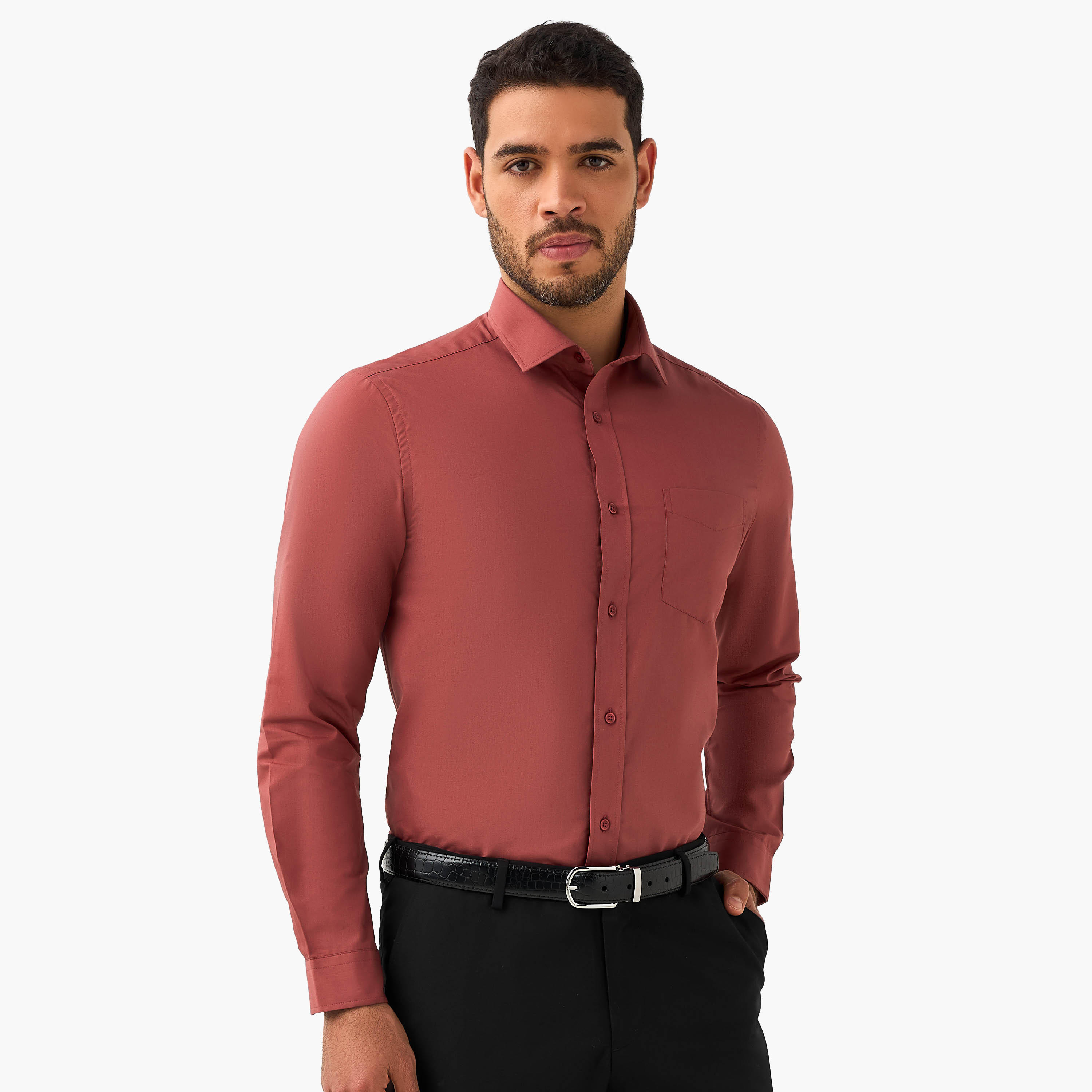 Set of 2 - Men Slim Fit Collared Long Sleeves Shirt-men-clothing-shirts-image-4