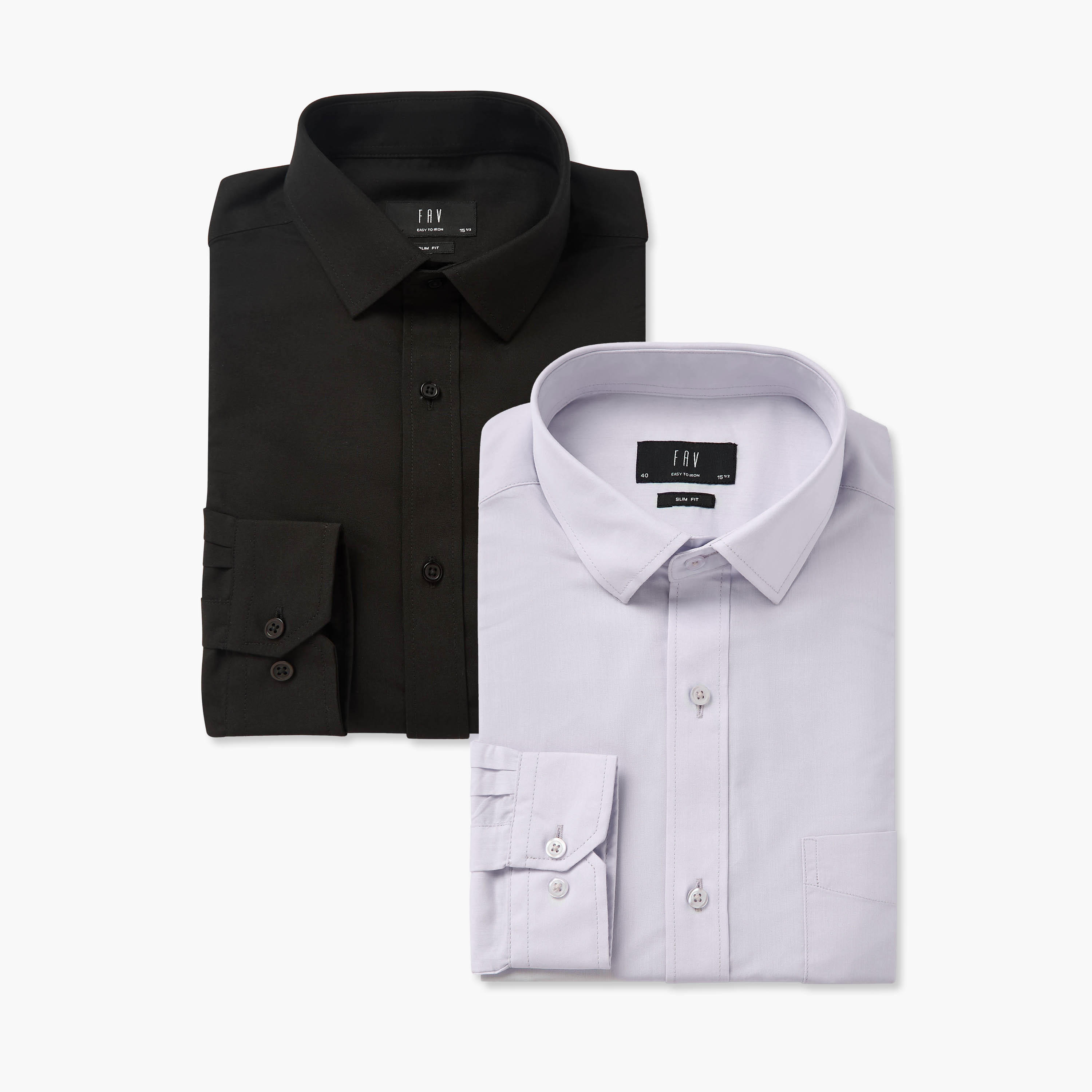 Set of 2 - Men Slim Fit Collared Long Sleeves Shirt-men-clothing-shirts-image-1