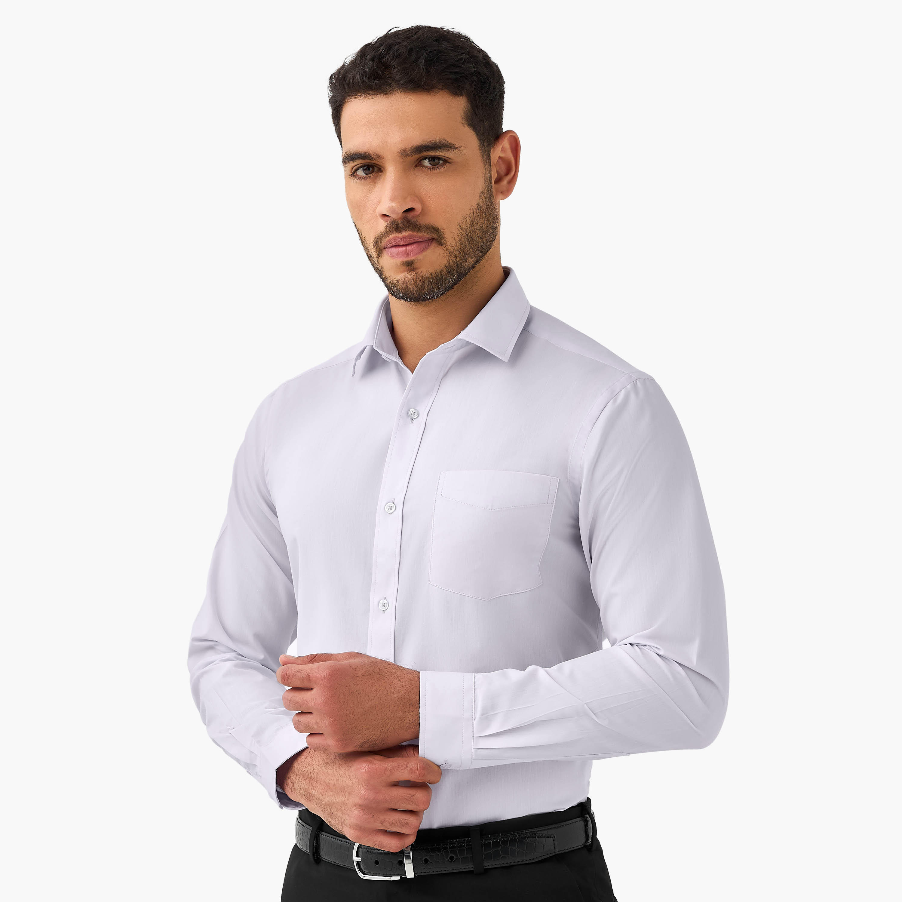 Set of 2 - Men Slim Fit Collared Long Sleeves Shirt-men-clothing-shirts-image-6