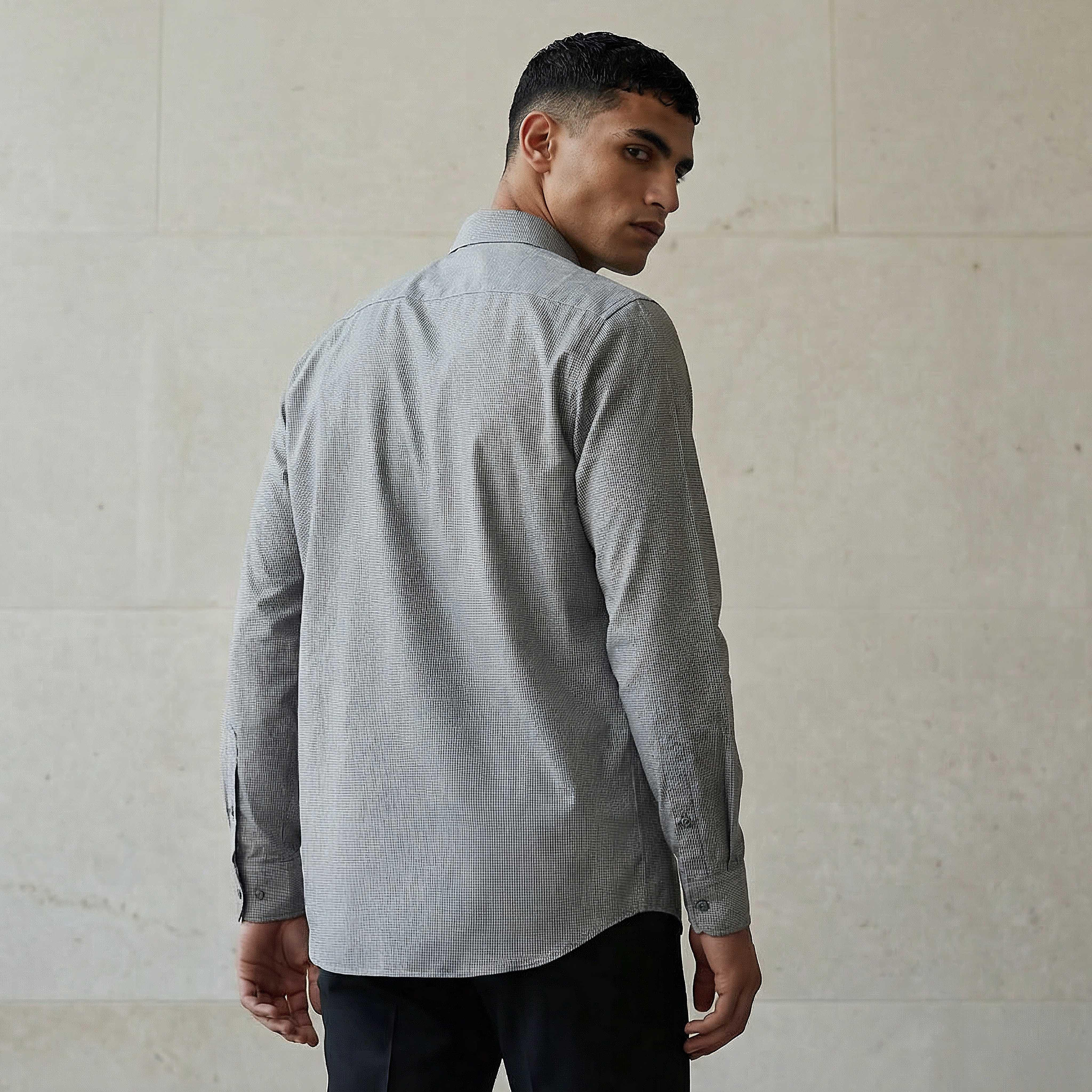 Men Slim Fit Collared Textured Long Sleeve Shirt-PROMO_SP_KSA_6_BUY3FORSAR119_130625-image-3