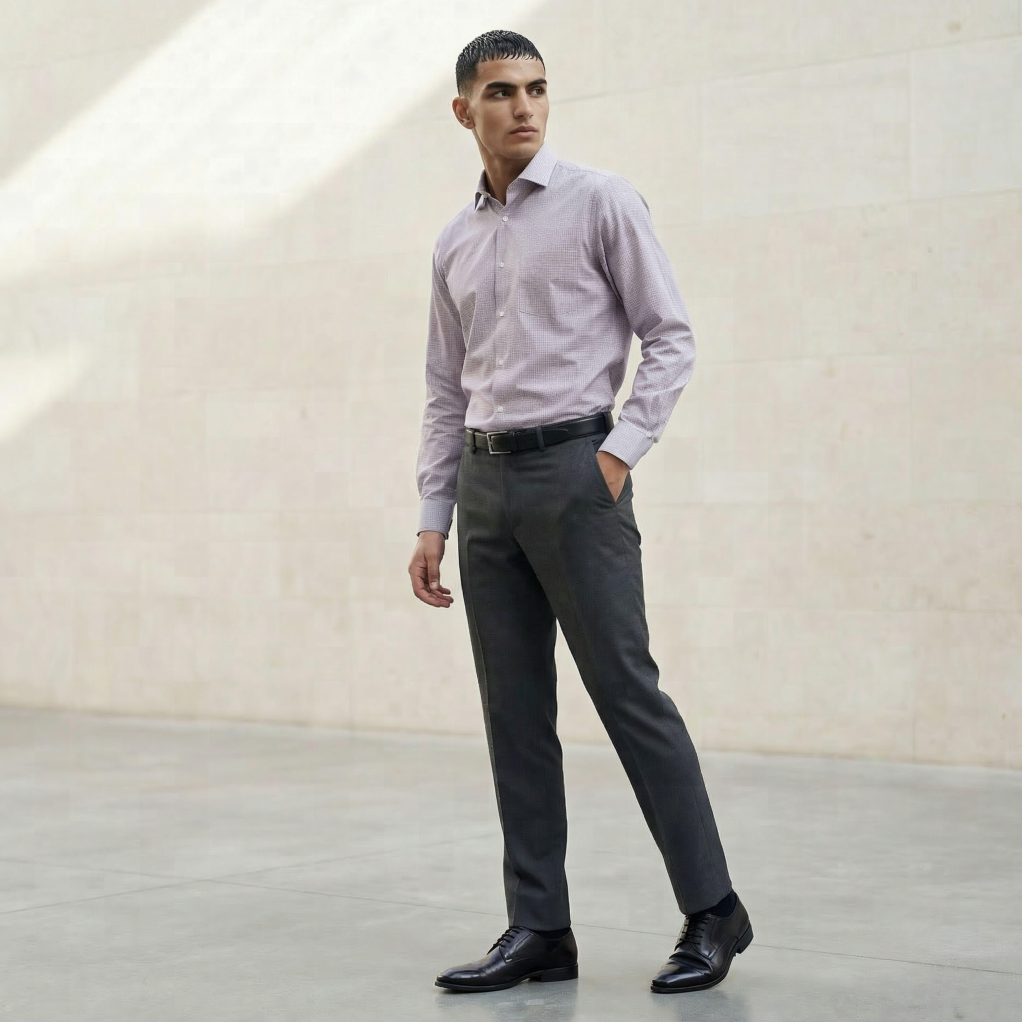 Men Slim Fit Collared Textured Long Sleeve Shirt-men-clothing-shirts-image-4