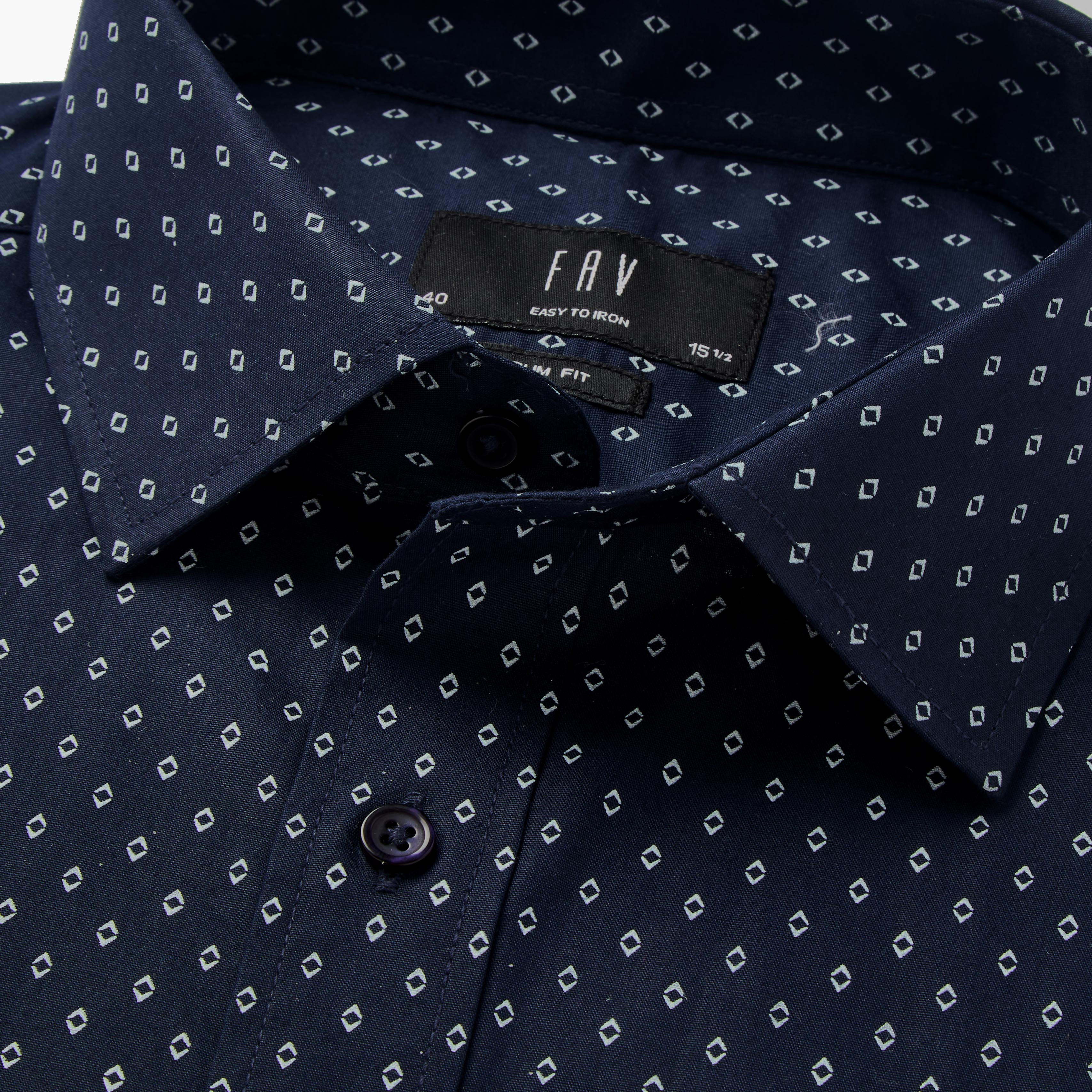 Men Slim Fit Collared Self Textured Printed Long Sleeves Shirt-men-clothing-shirts-image-2