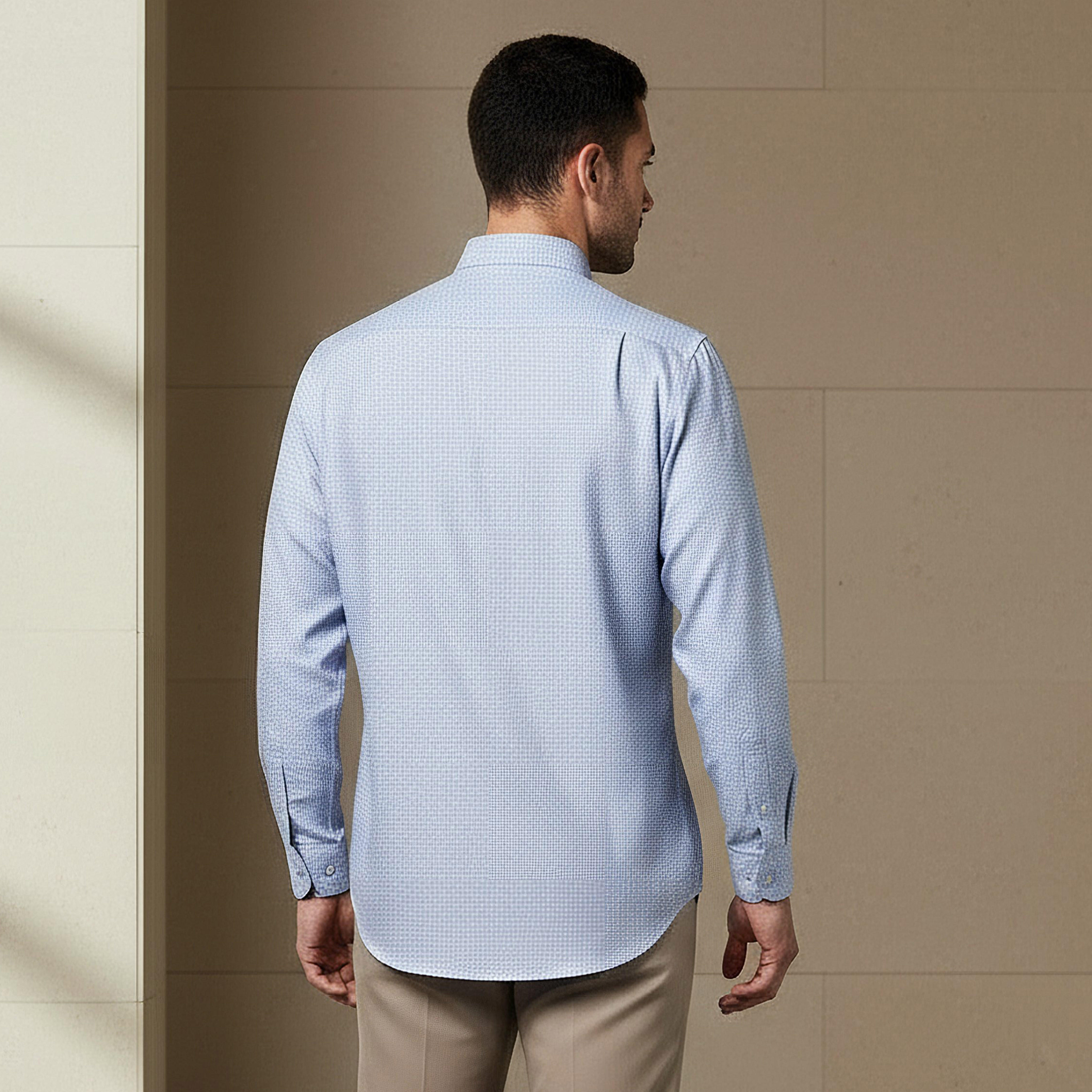 Men Slim Fit Collared Self Textured Printed Long Sleeves Shirt-men-clothing-shirts-image-3