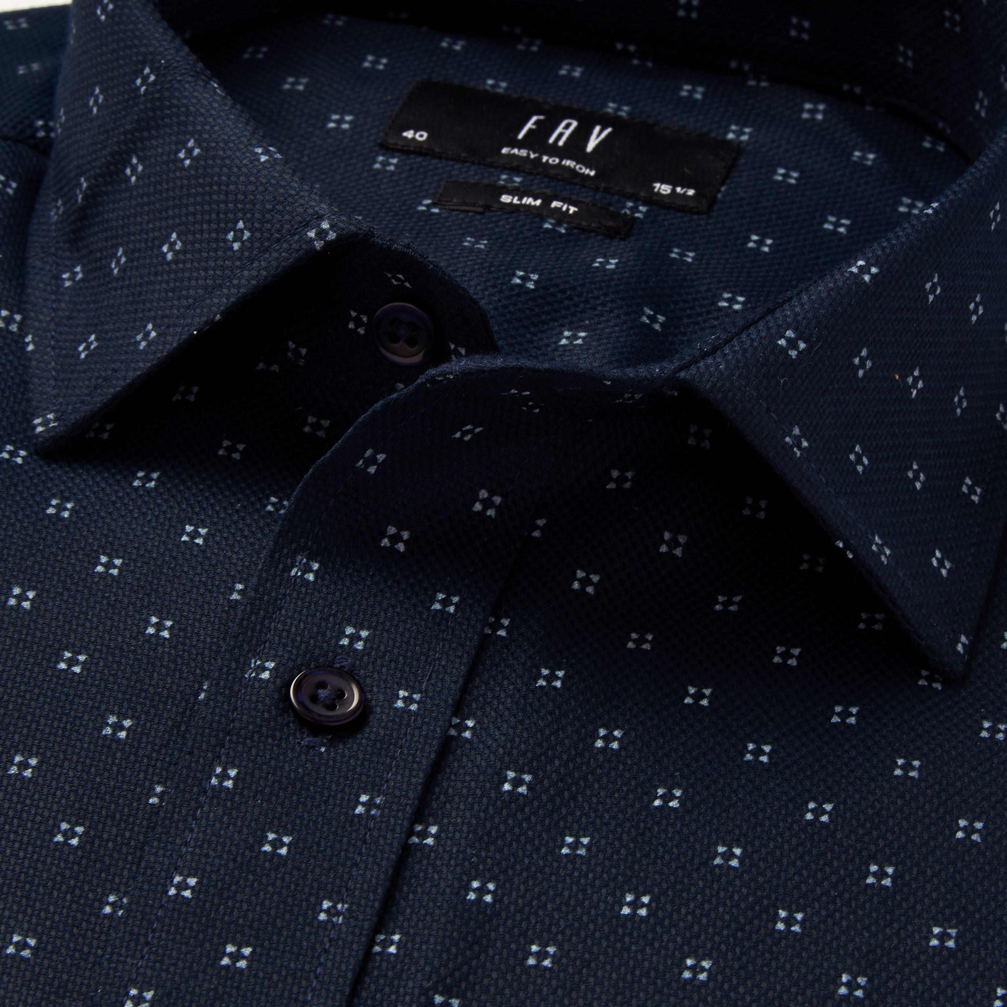 Men Slim Fit Collared Self Textured Printed Long Sleeves Shirt-men-clothing-shirts-image-2
